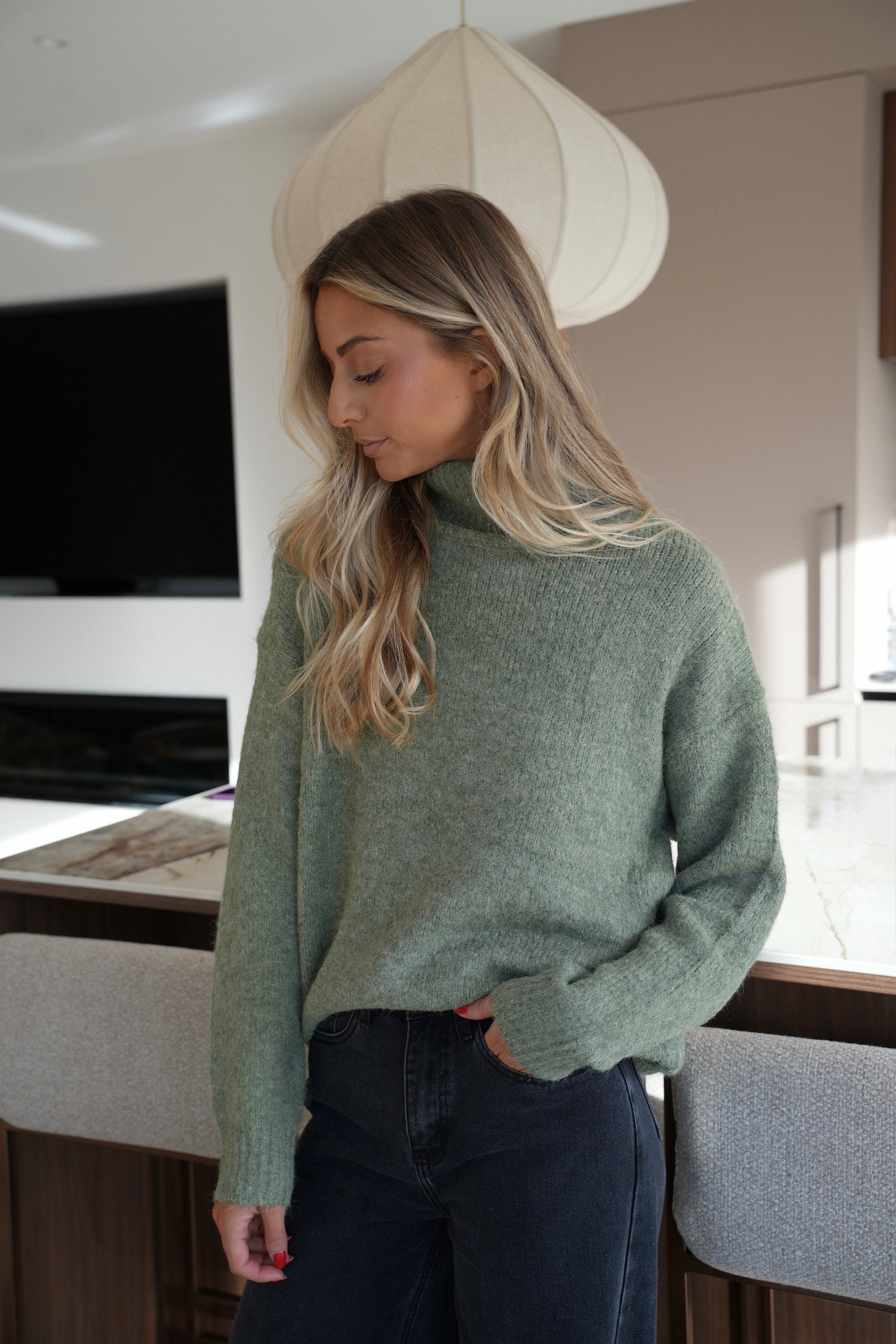 Lova kaki - Pull col roulé