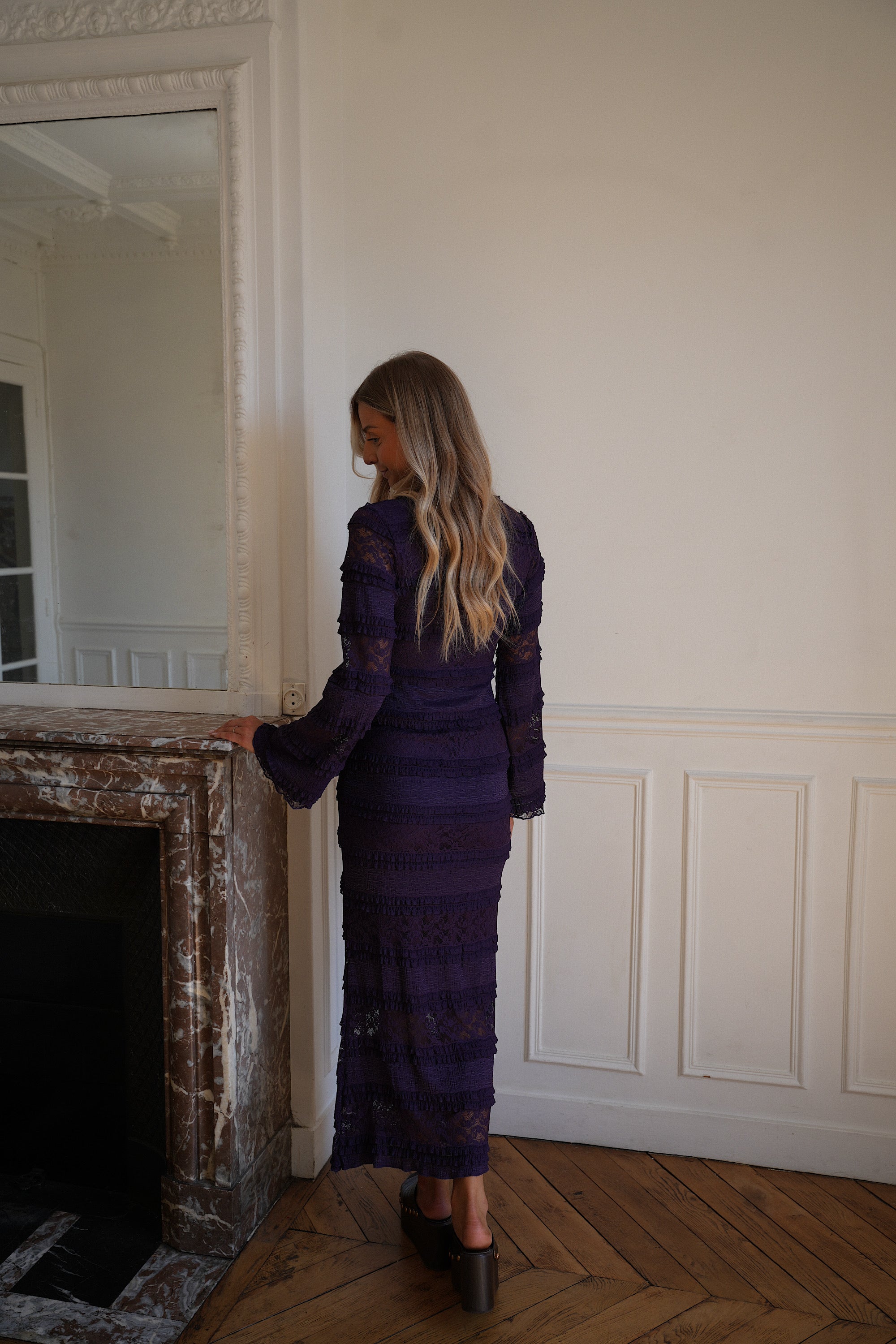 Doriane violette - Robe dentelle