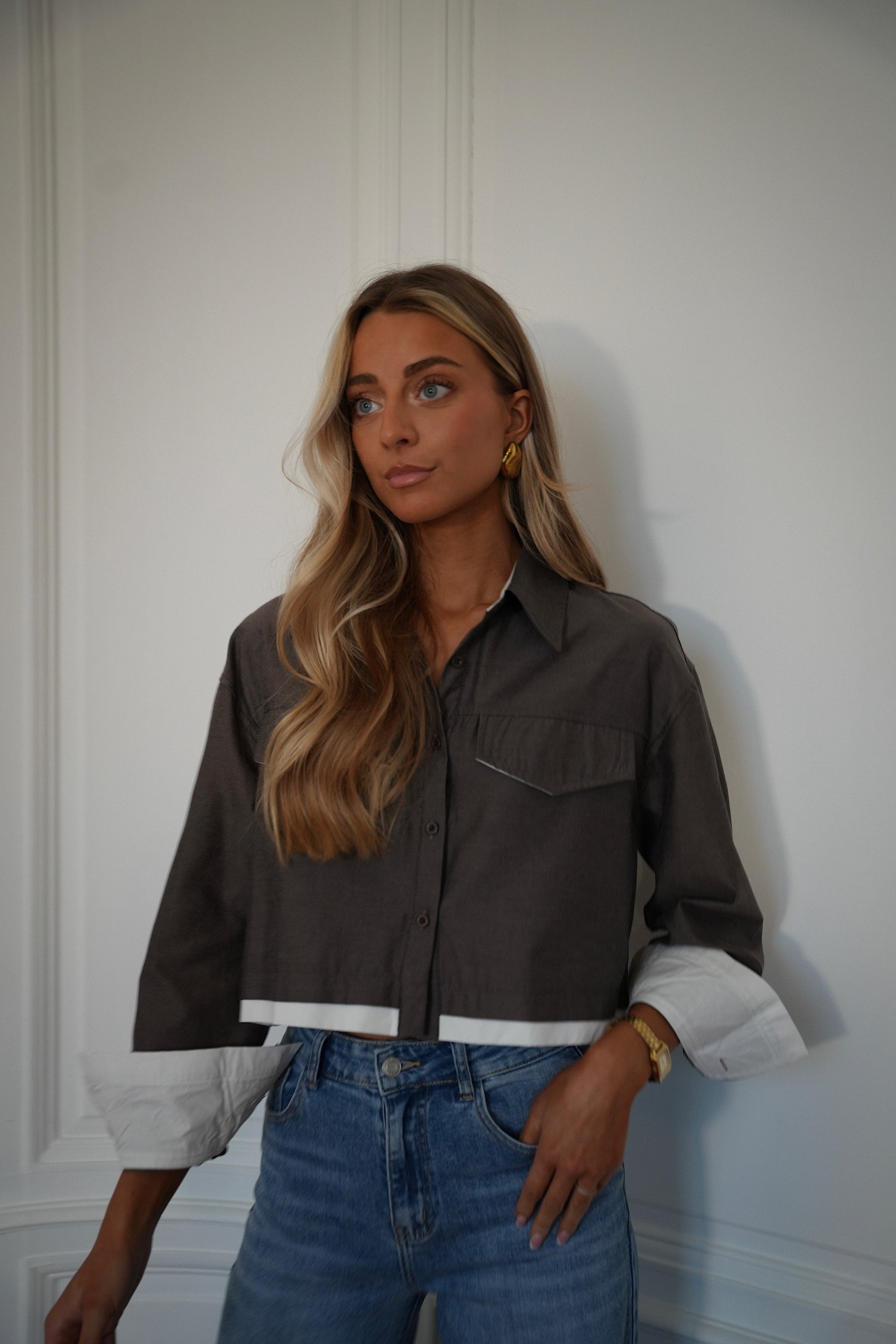 Valencia taupe - Chemise crop