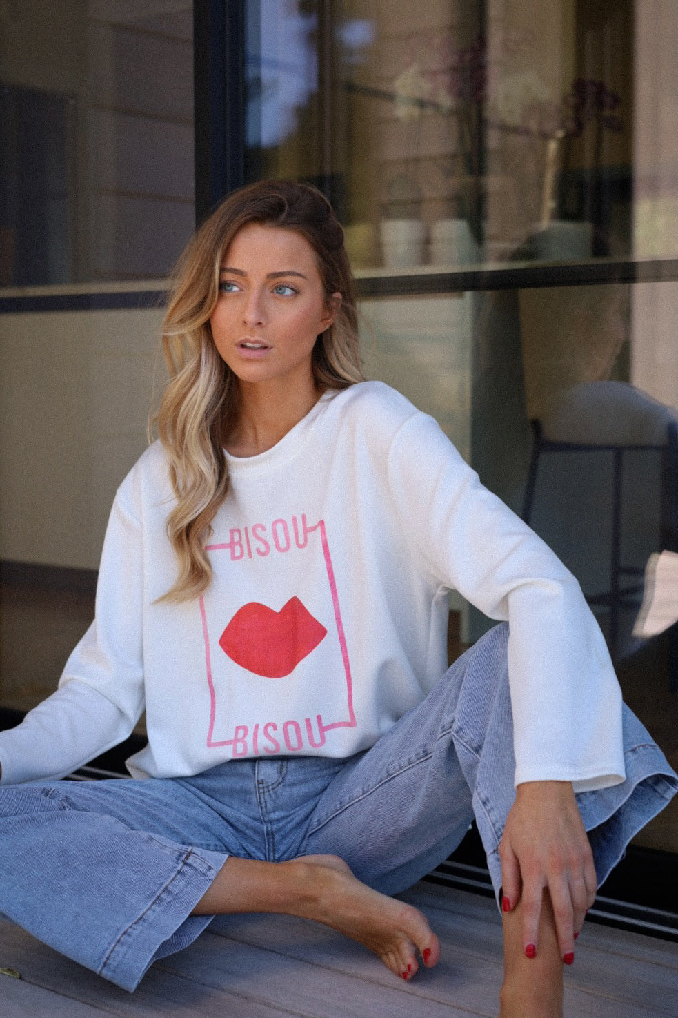 Zach blanc - Sweat-shirt bisou