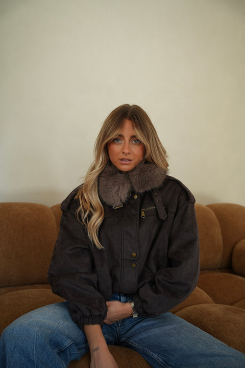 Coline chocolat - Manteau fourré