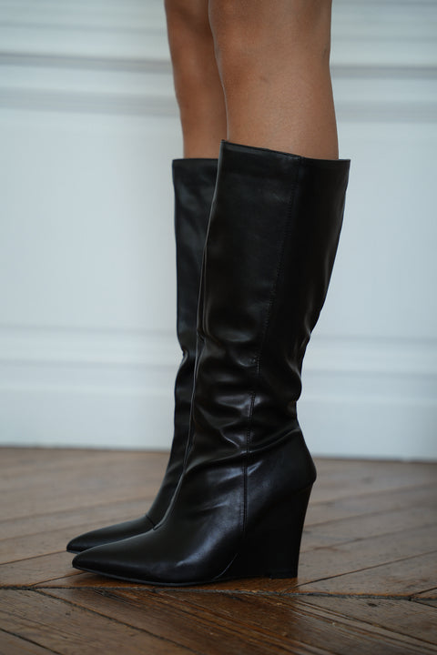 Enora noires - Bottes en similicuir
