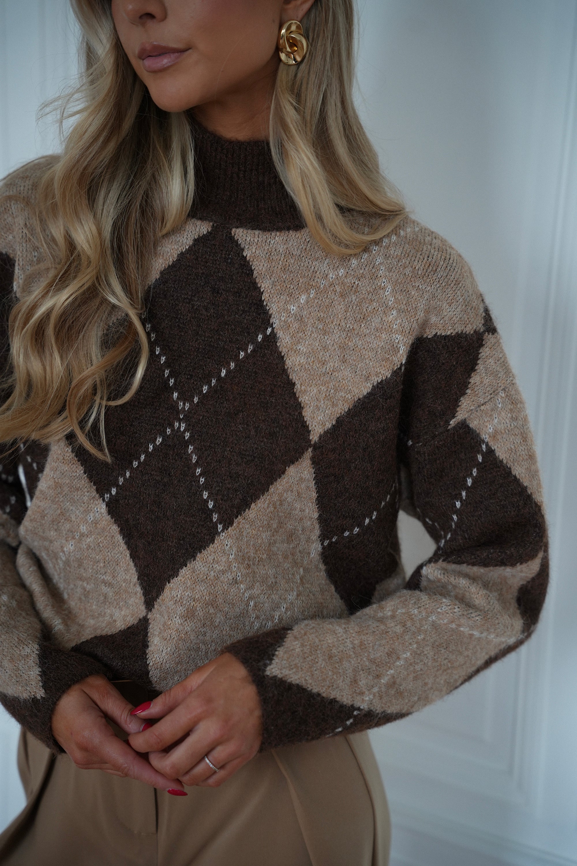 Sabrina chocolat - Pull losanges