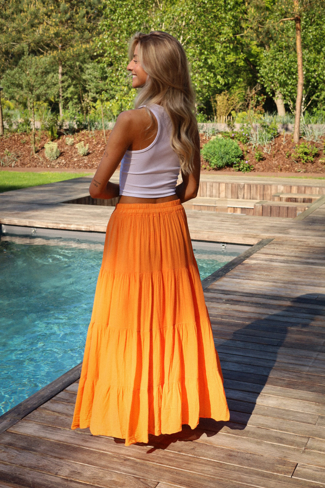 Sintia orange - Jupe longue