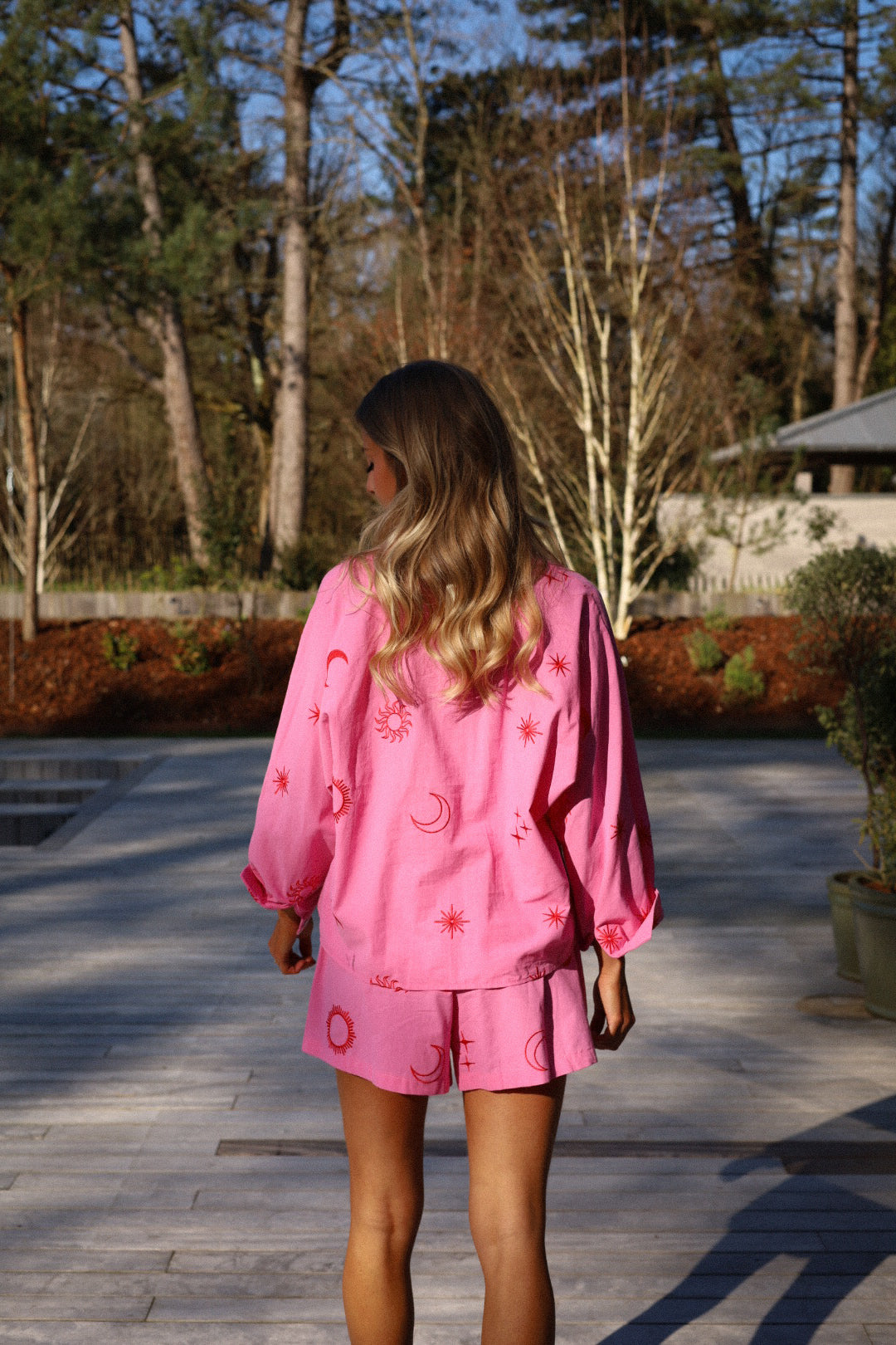 Greta rose - Short brodé
