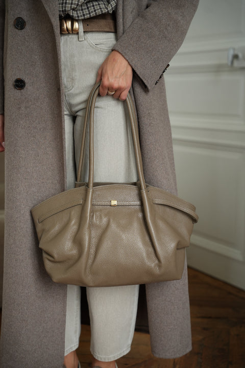 Mélanie taupe - Sac en cuir grainé
