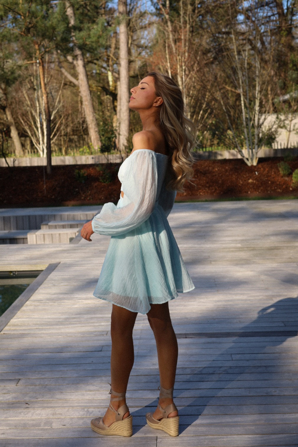 Mina bleue - Robe bardot