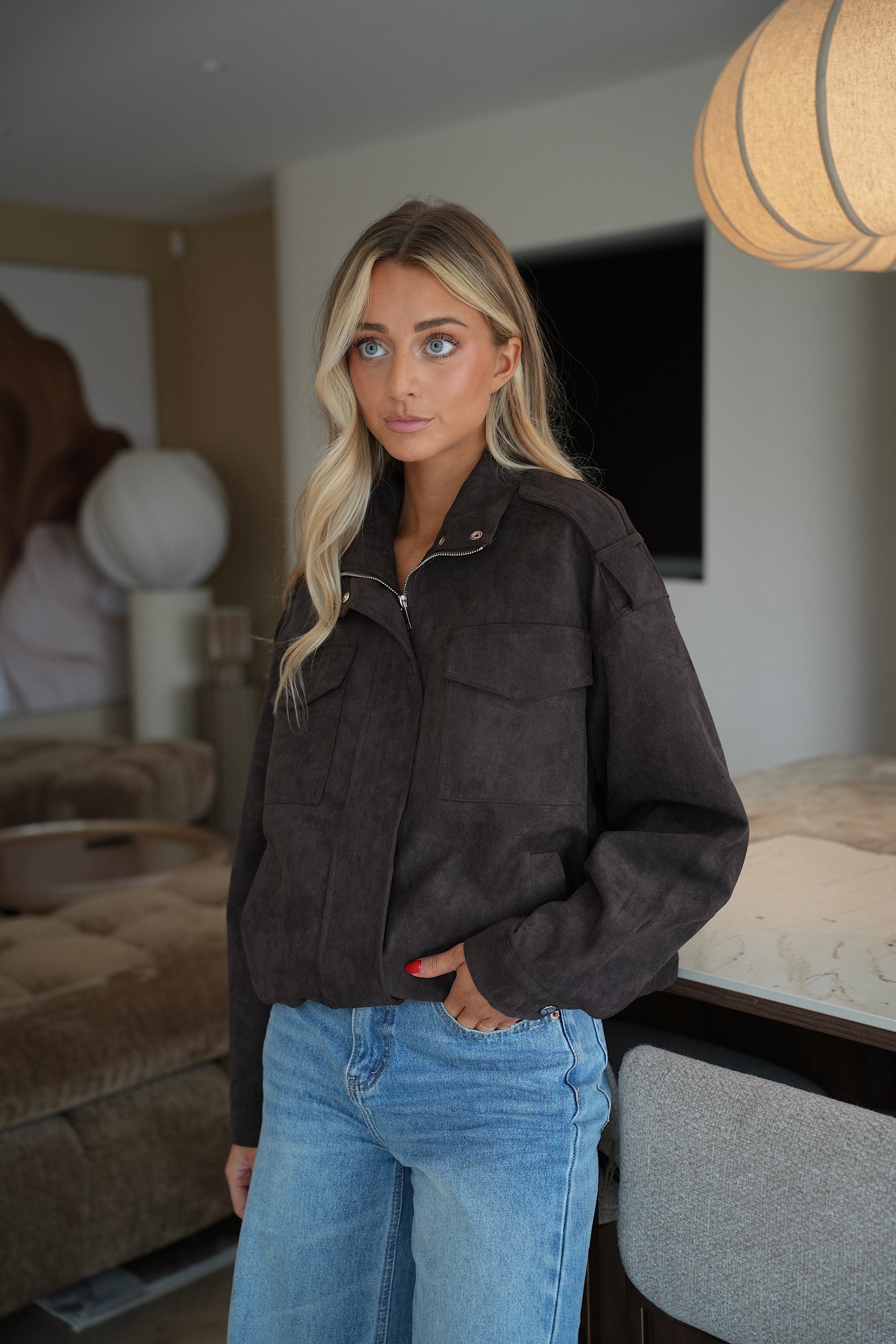 Maylan chocolat - Veste suédée