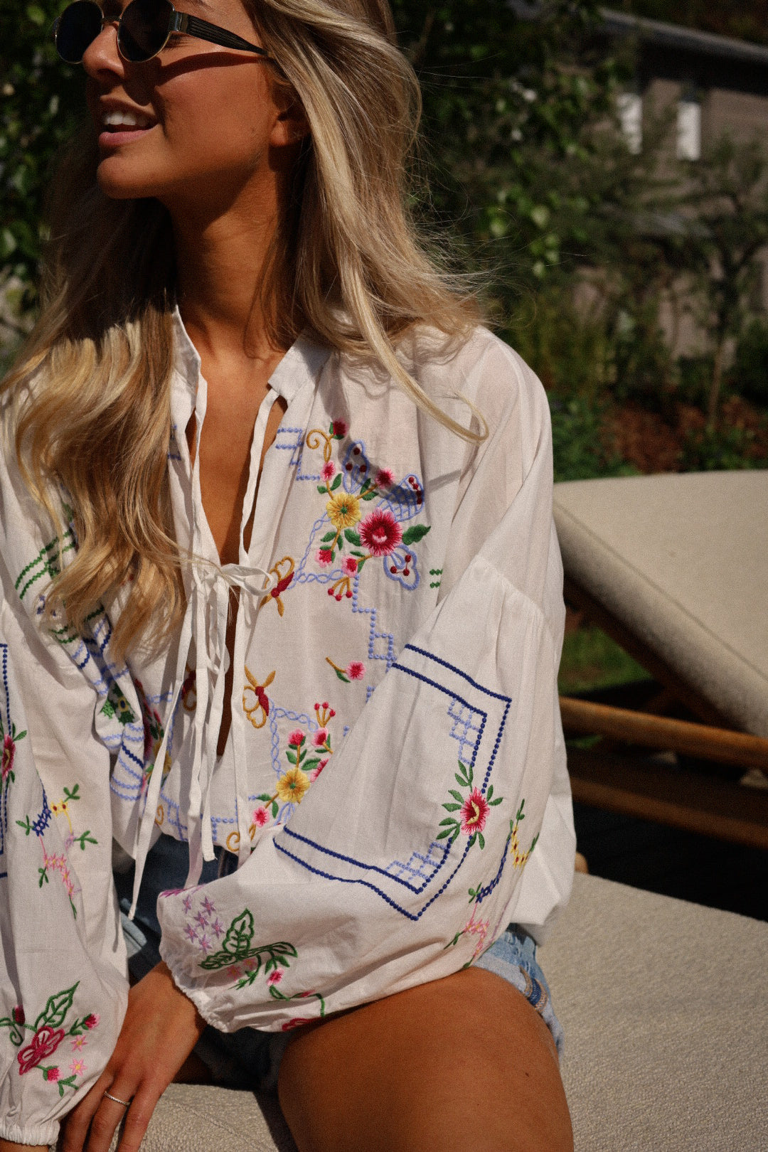 Malaga blanche - Blouse brodée