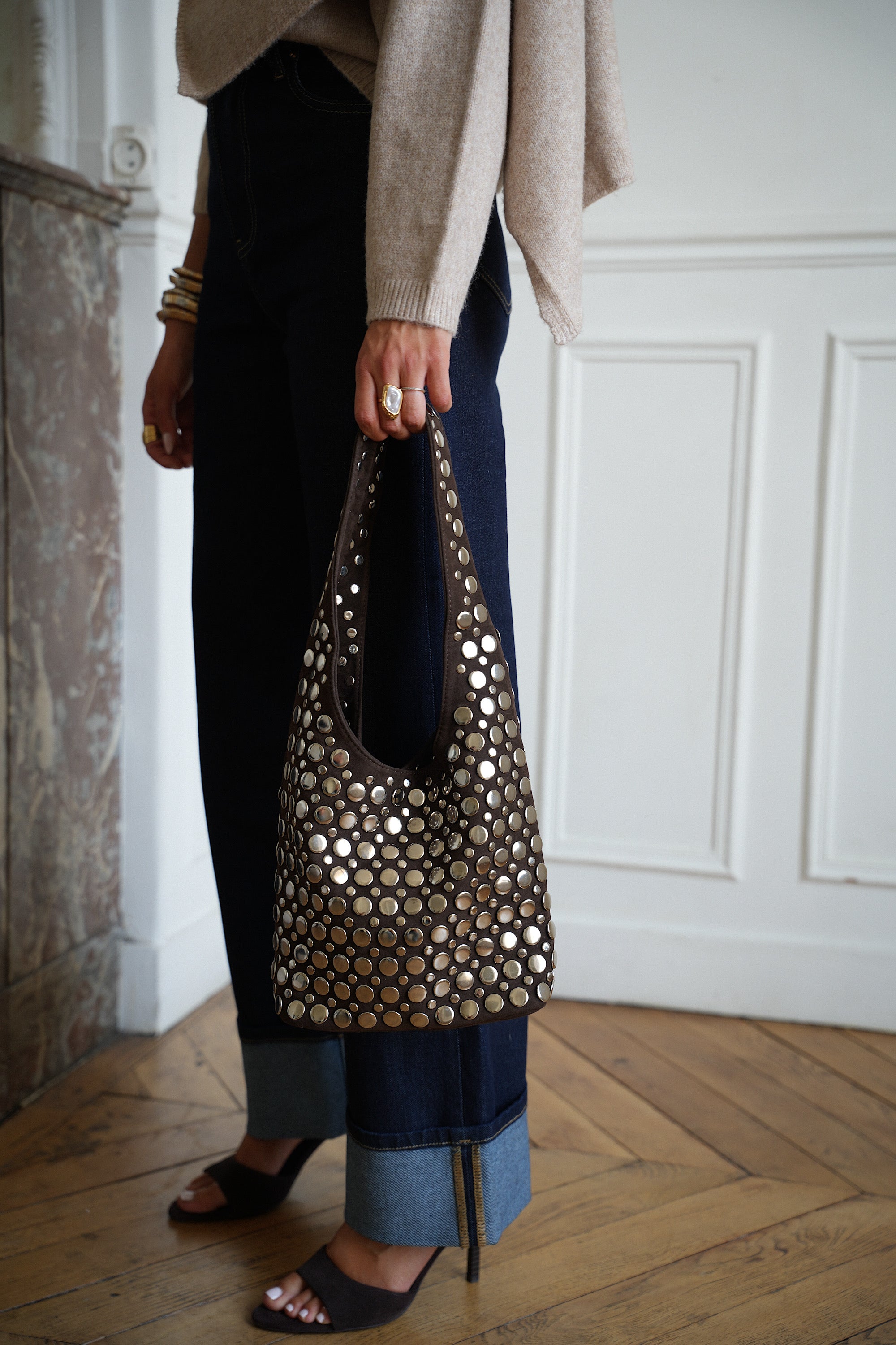 Manille chocolat - Sac clouté