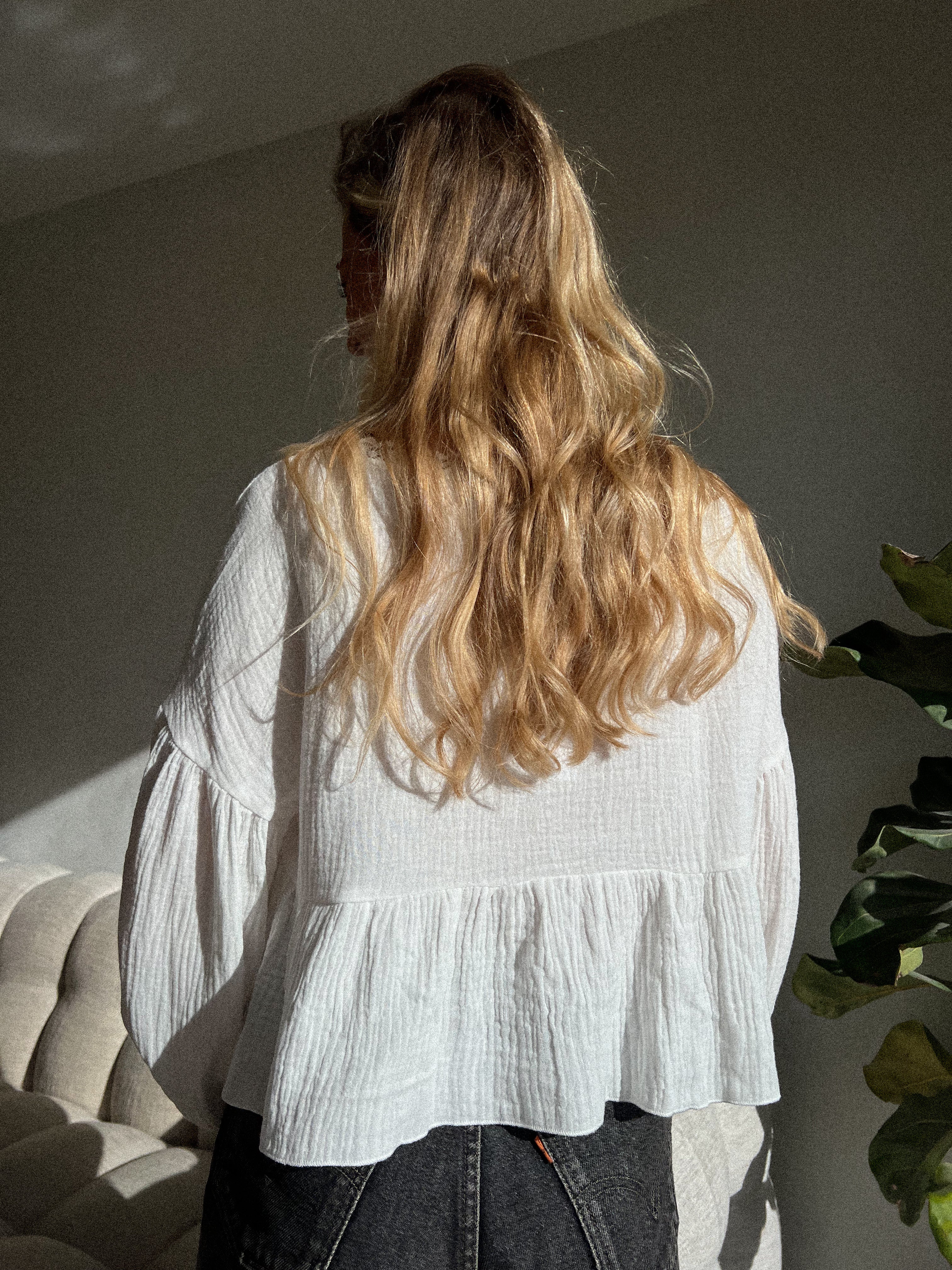 Leena blanche - Blouse gaze de coton