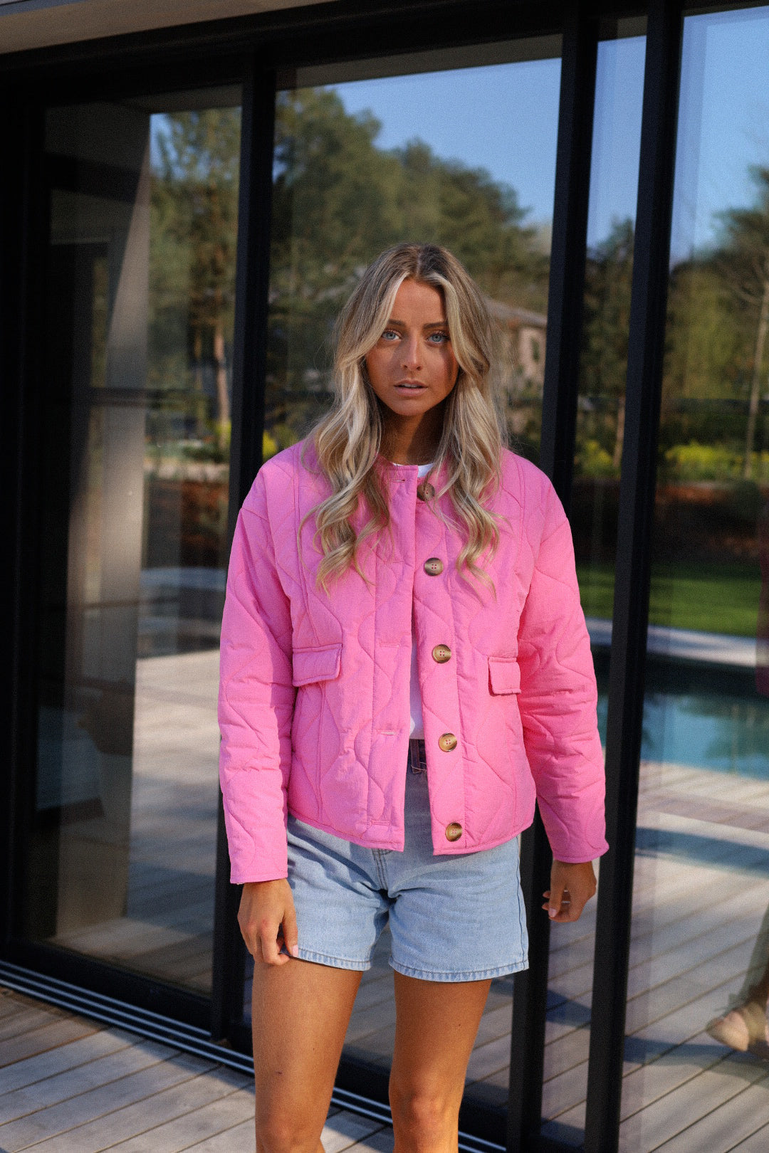 Charline rose - Veste matelassée