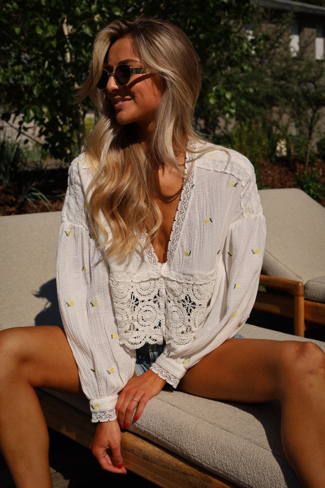 Estelle blanche - Blouse citrons