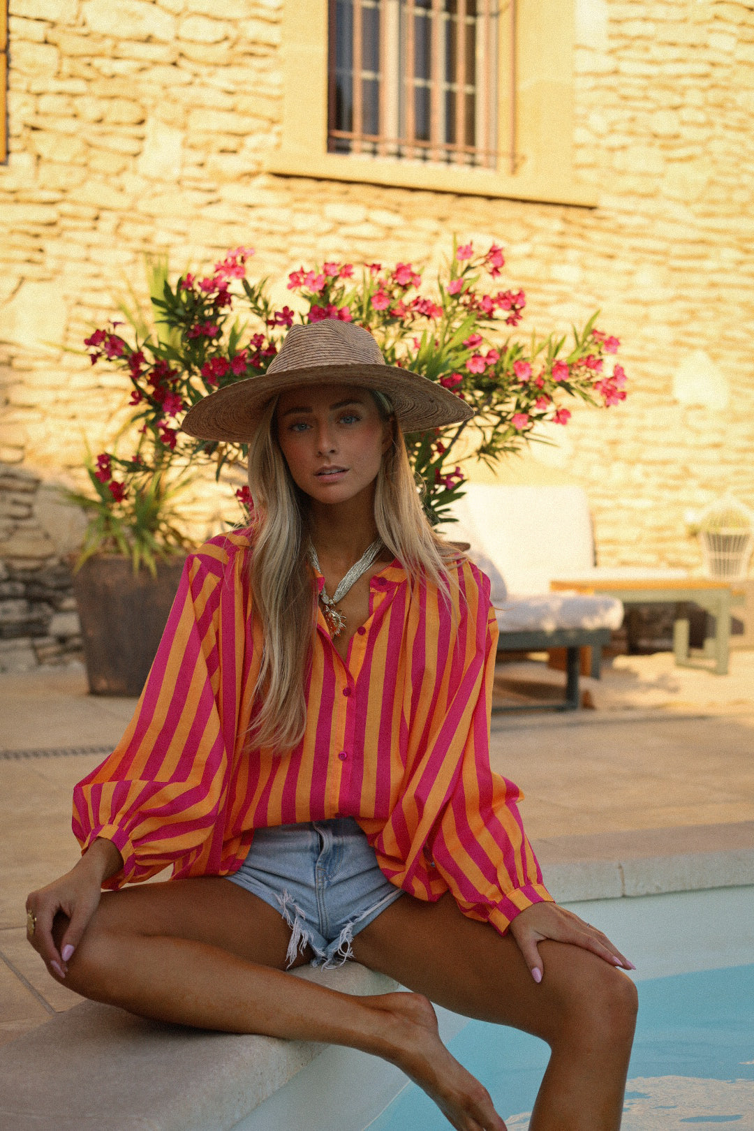 Polly orange - Blouse rayée