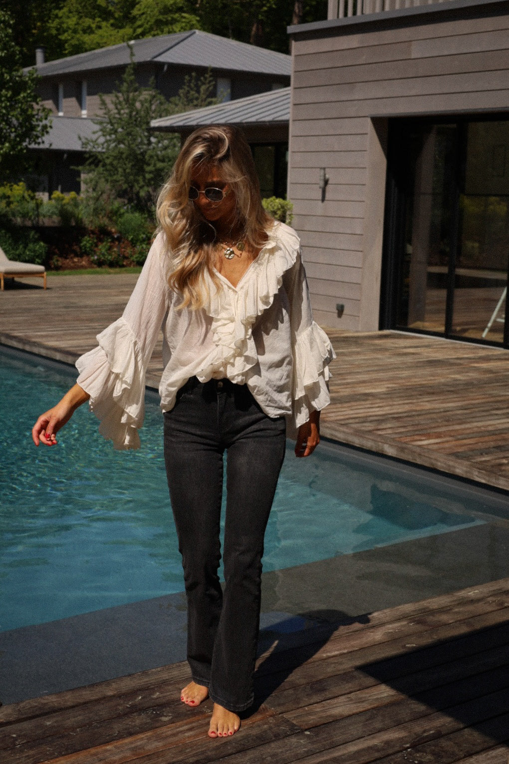 Roman écrue - Blouse volantée