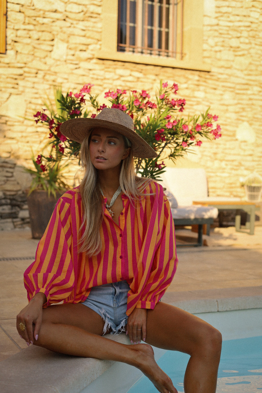 Polly orange - Blouse rayée