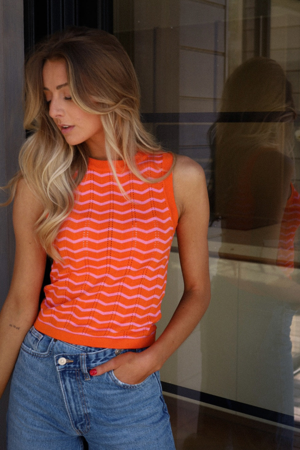 Lazare orange - Top sans manches