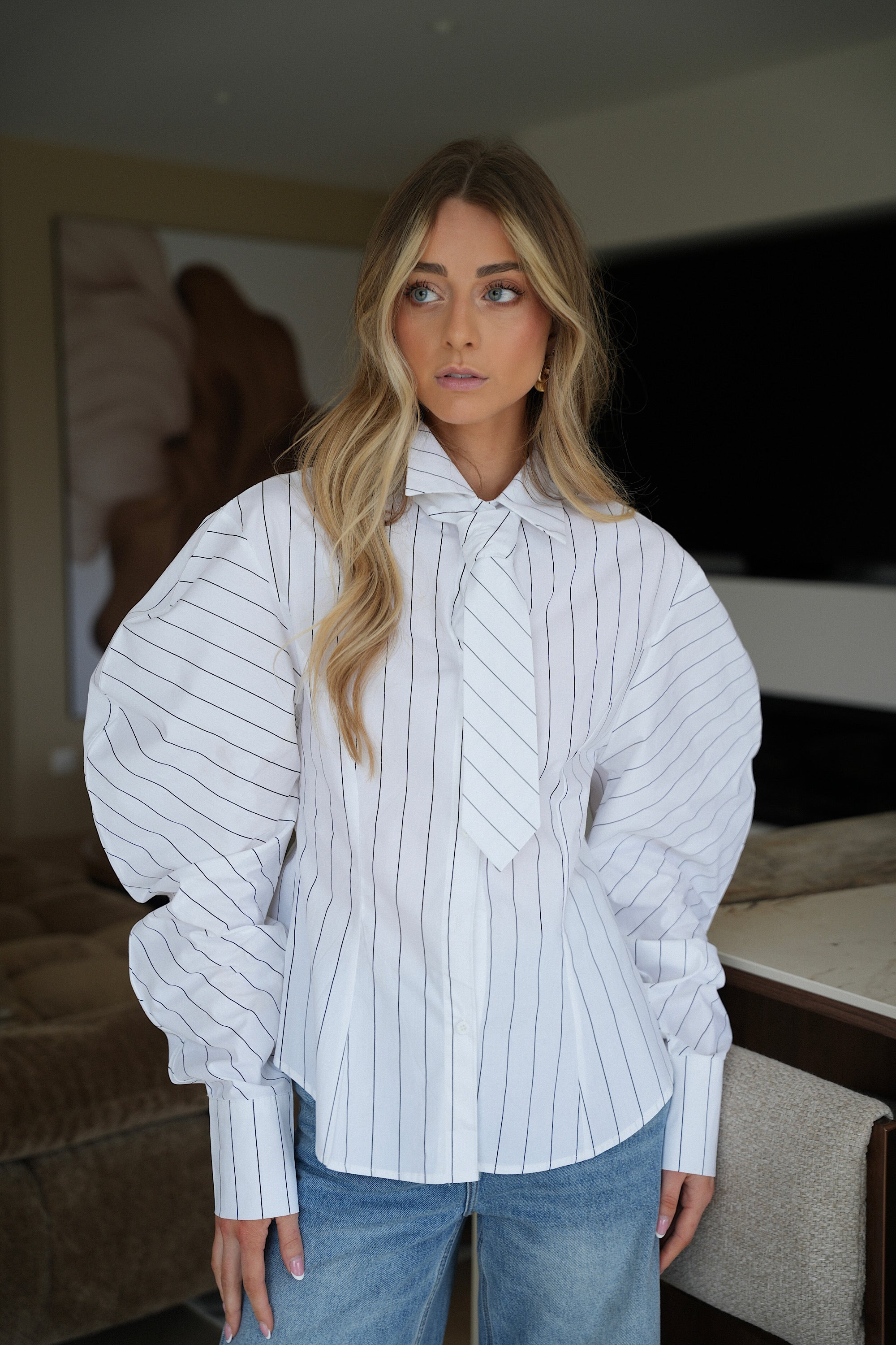 Frany blanche - Chemise cravate