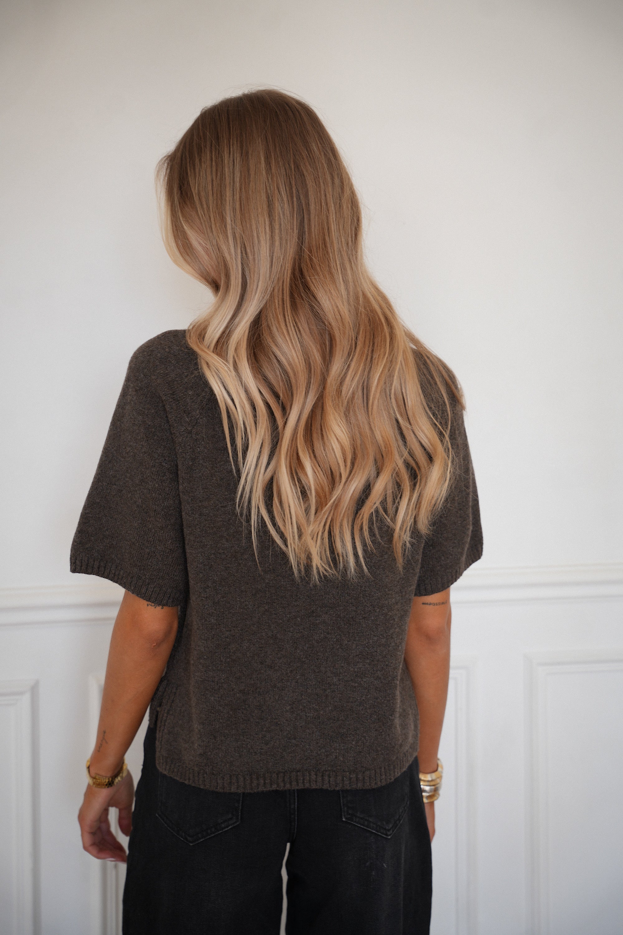 Raven taupe - Pull manches courtes