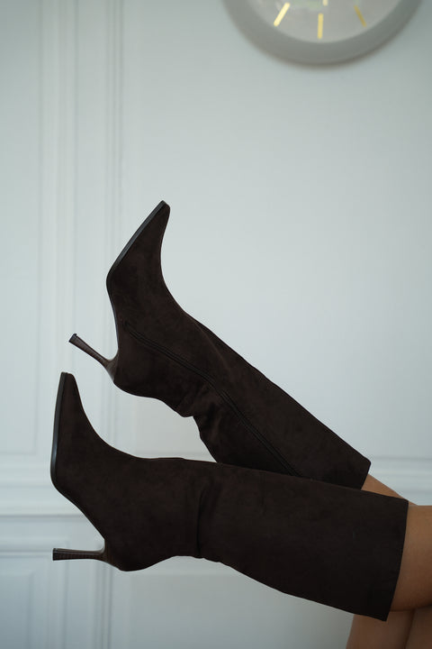 Ofelie chocolat - Bottes à talons
