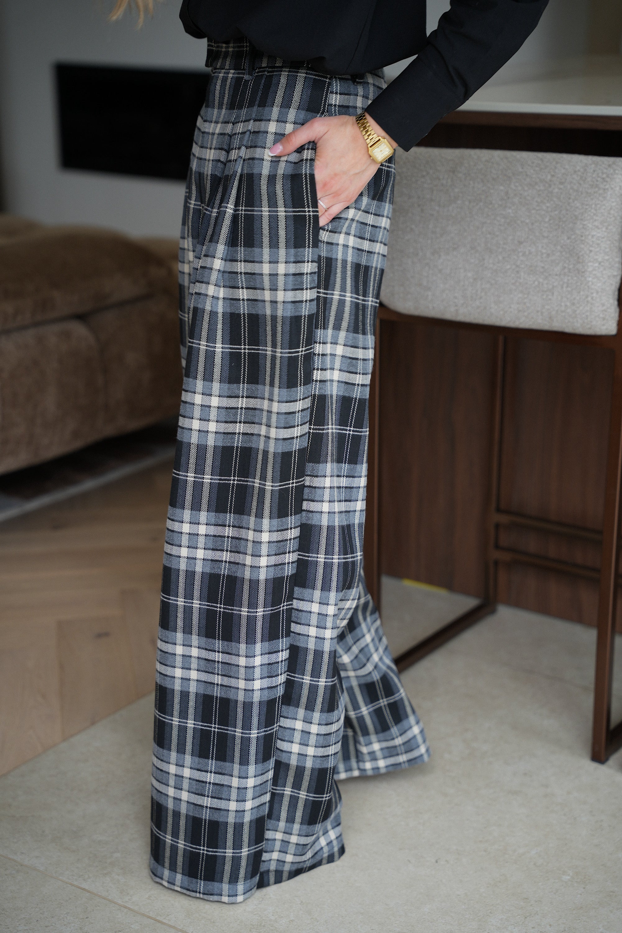 Lola noir - Pantalon à carreaux