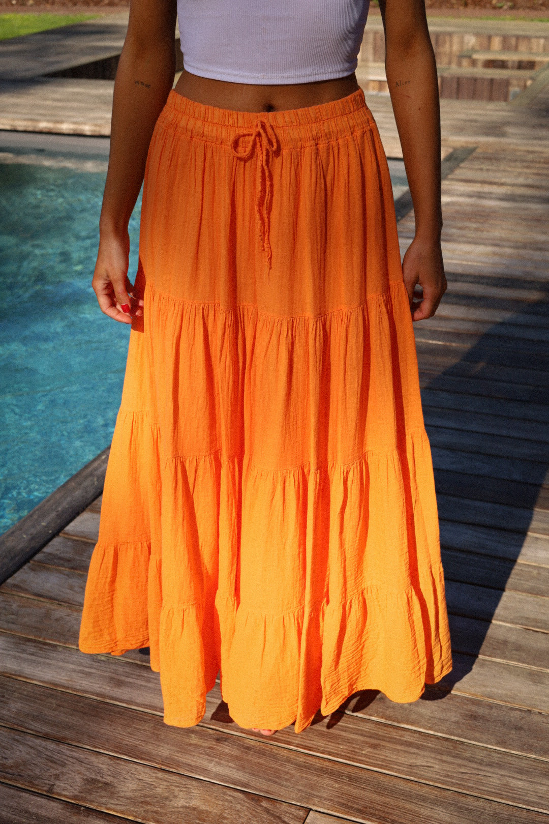 Sintia orange - Jupe longue