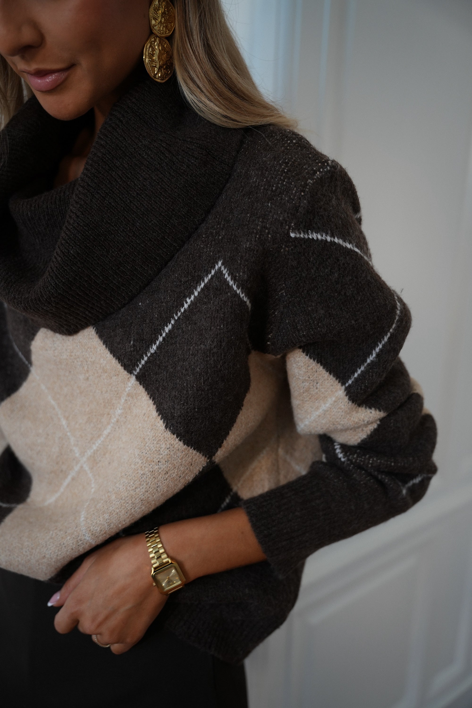 Jade chocolat - Pull losanges