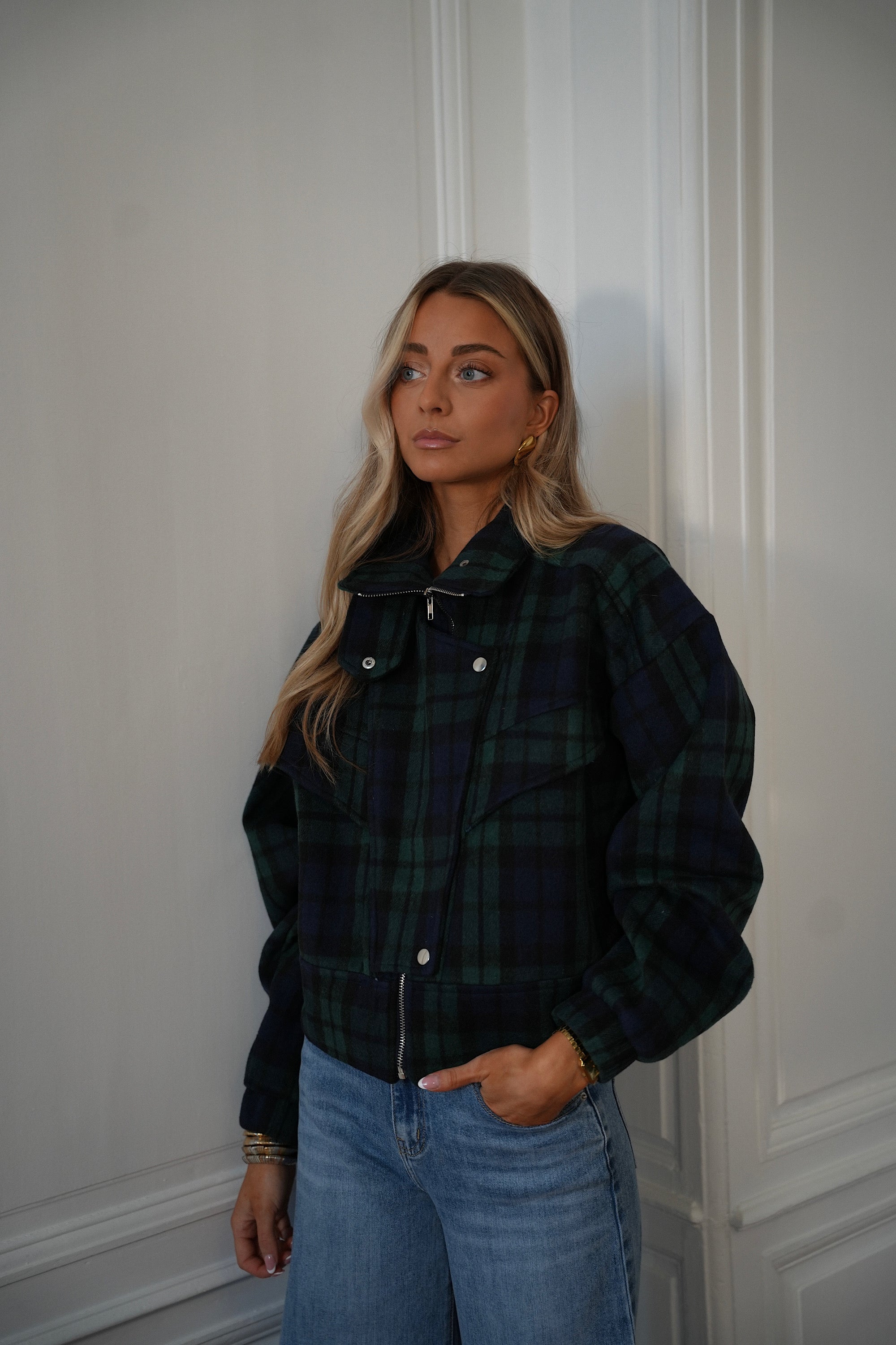 Riana bleue - Veste à carreaux