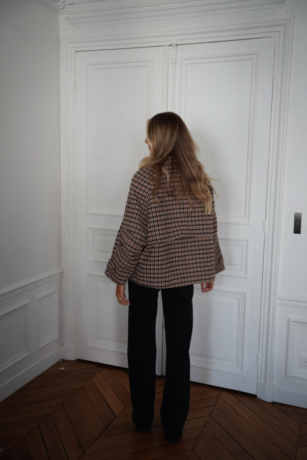 Lore beige - Manteau à carreaux
