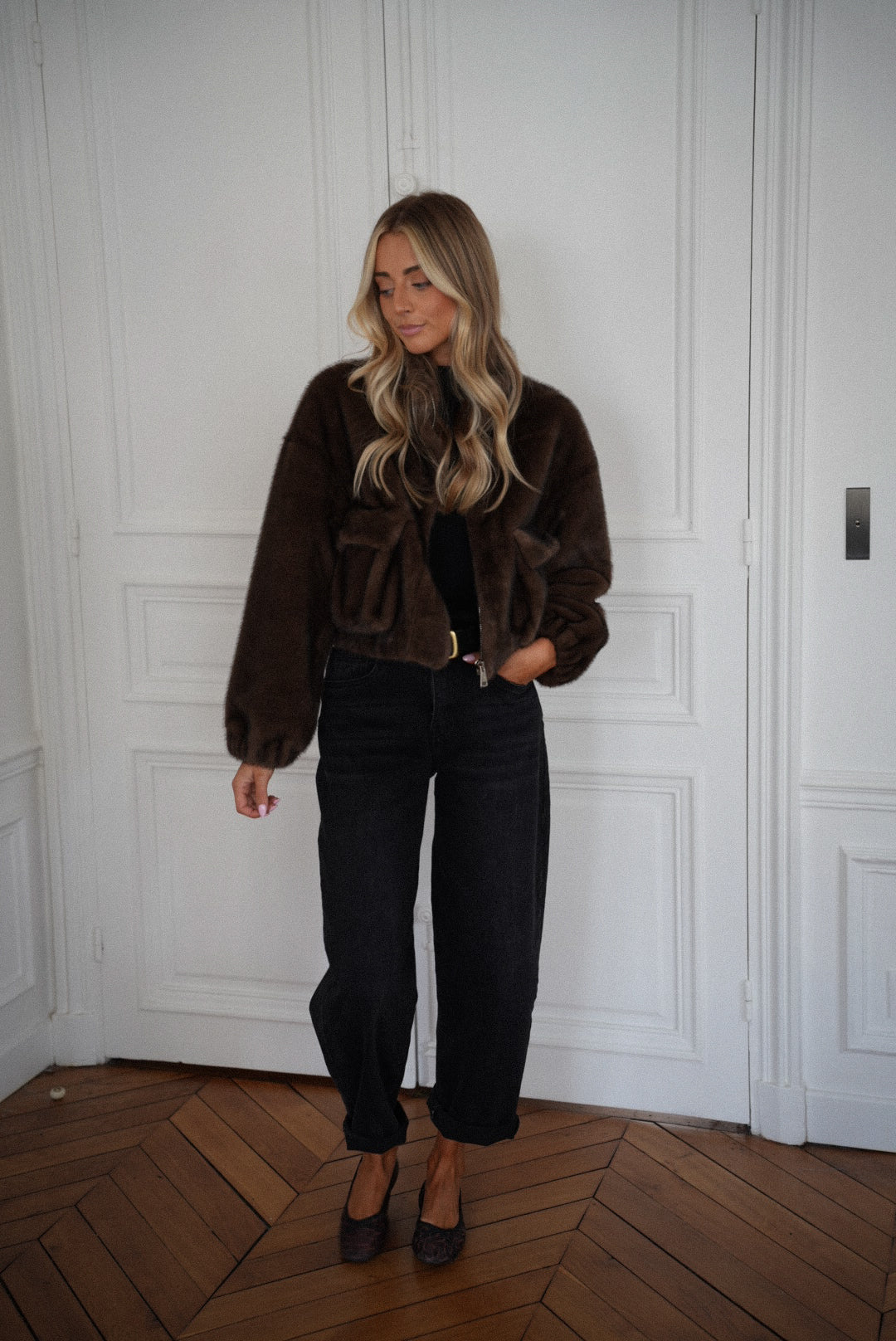 Maelle chocolat - Manteau fourrure