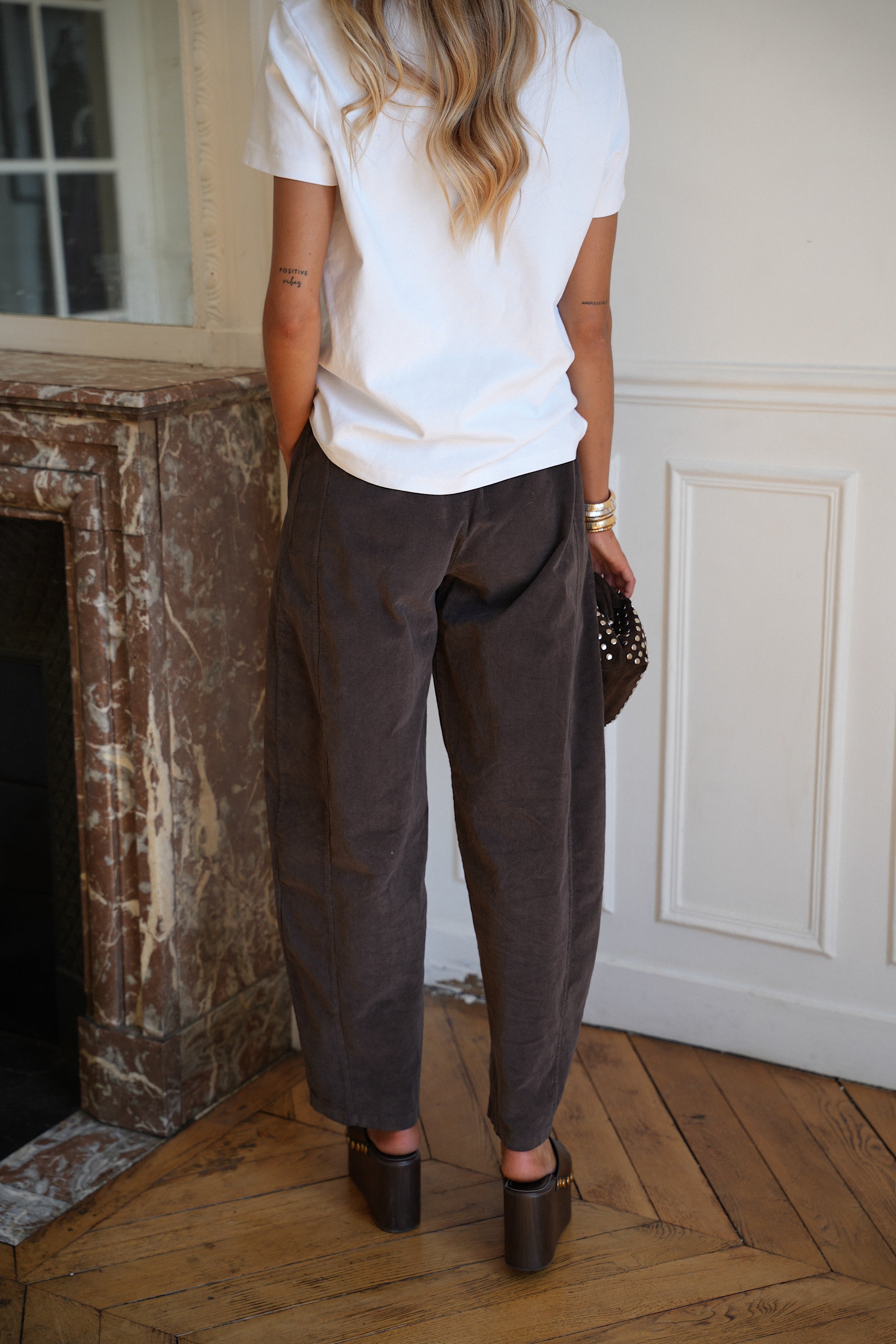 Elly chocolat - Pantalon velours