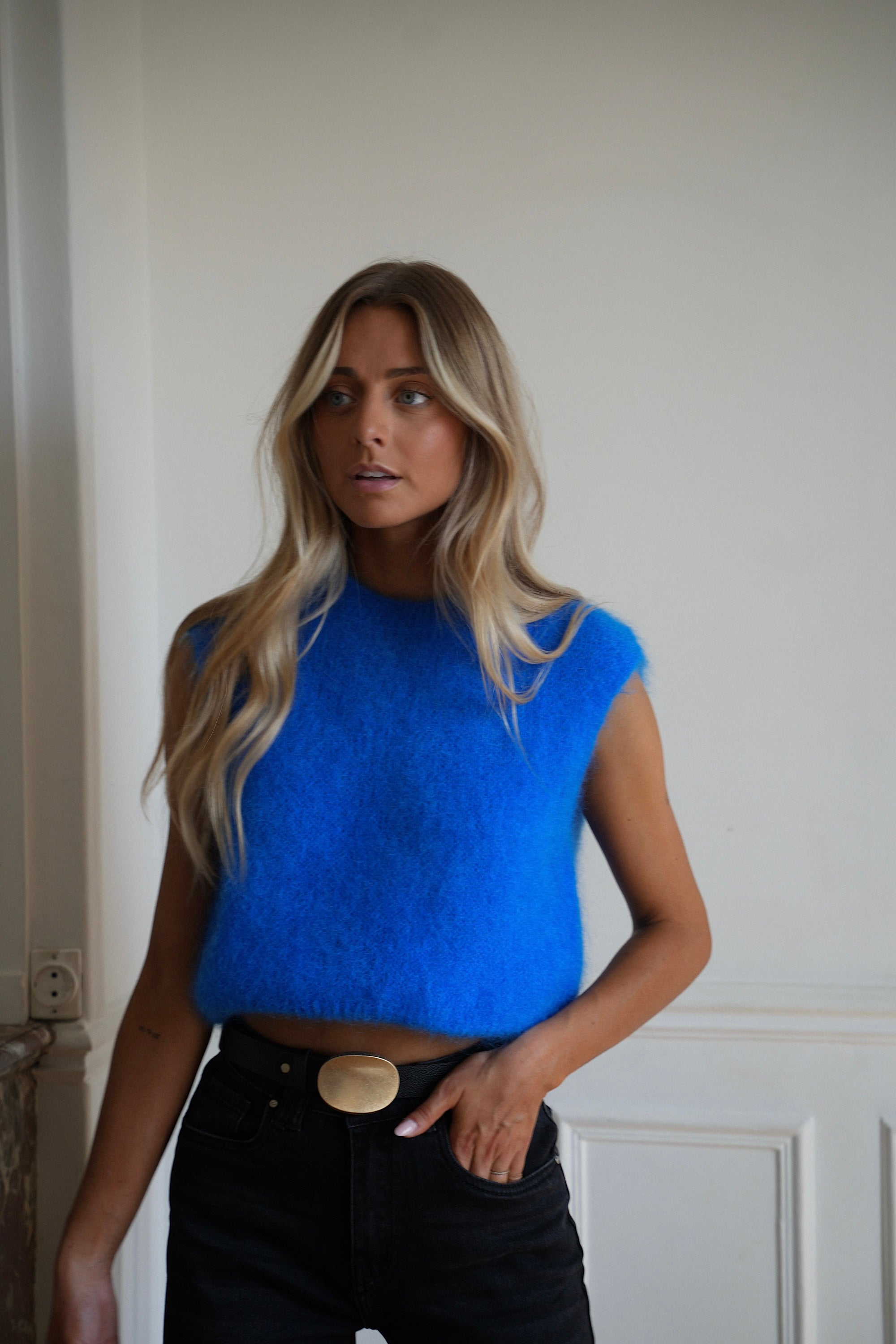 Polino bleu roi - Pull sans manches