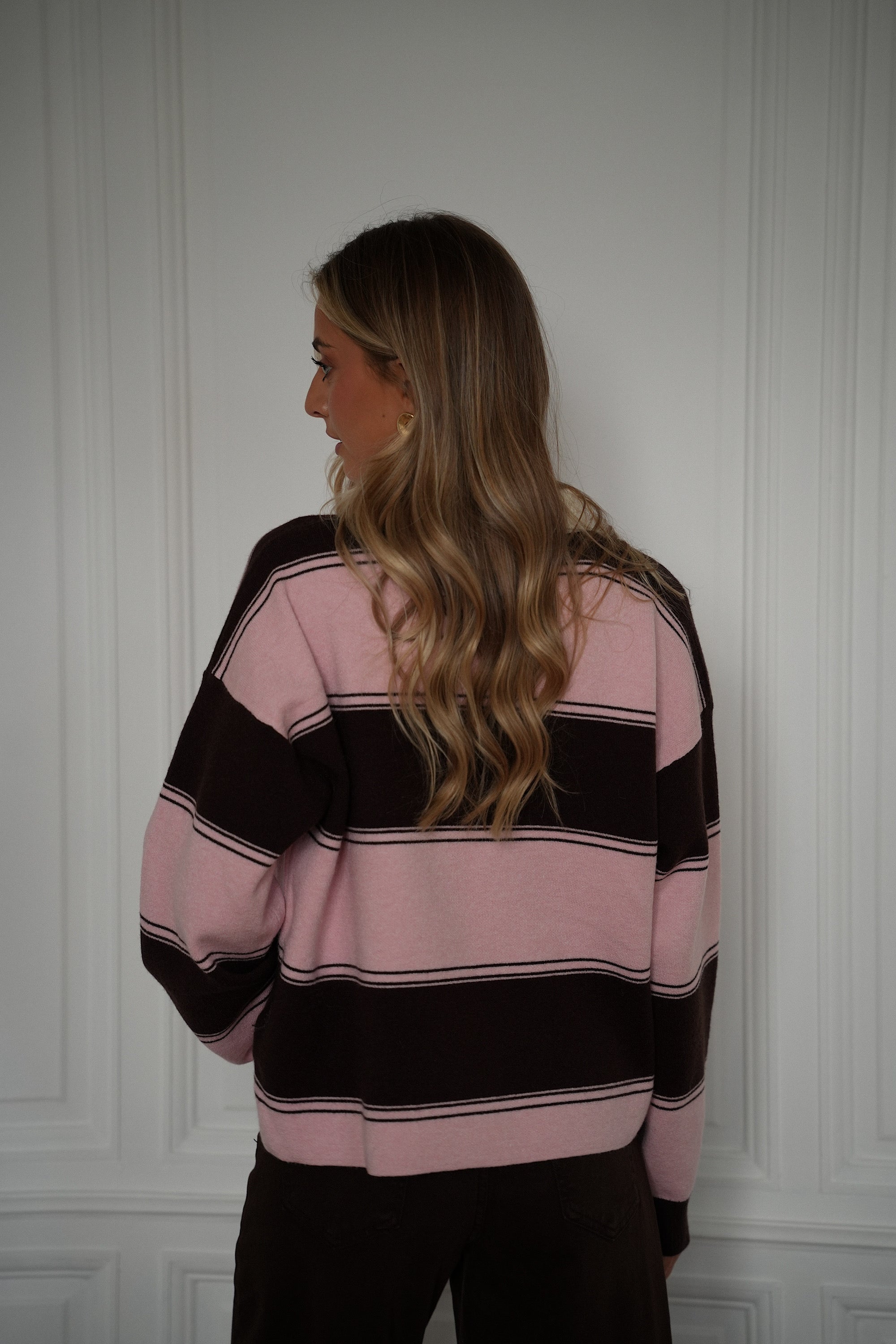 Monika chocolat/rose - Pull rayé