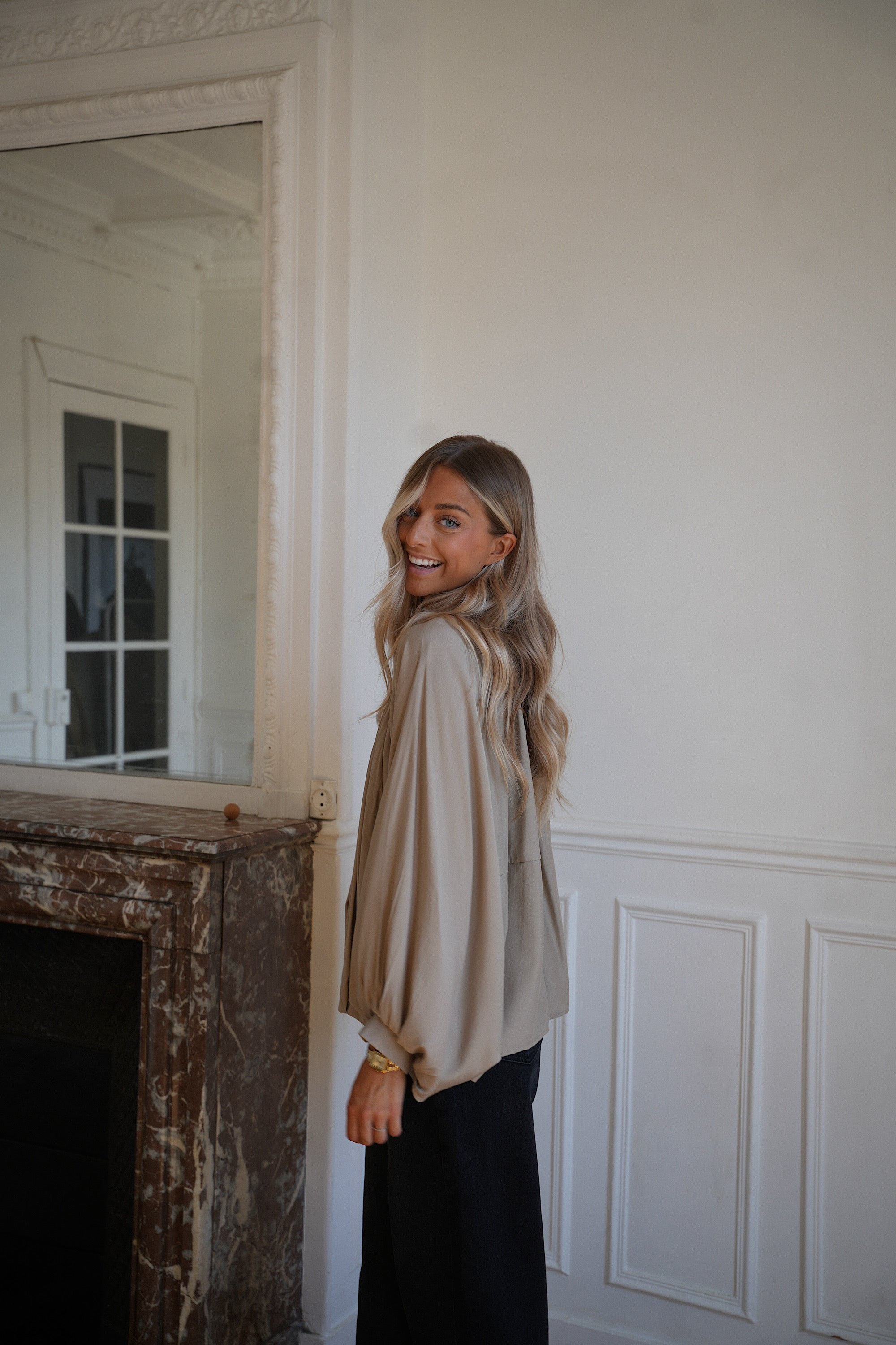 Giuseppa taupe - Blouse zippée
