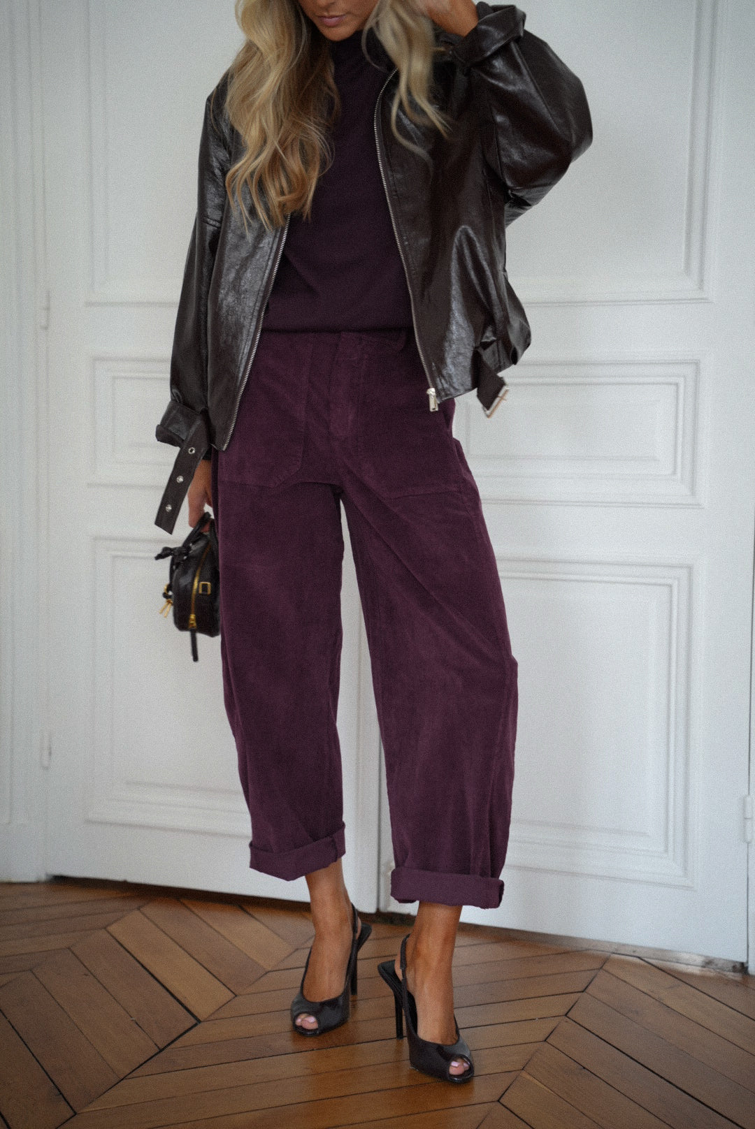 Elly prune - Pantalon velours