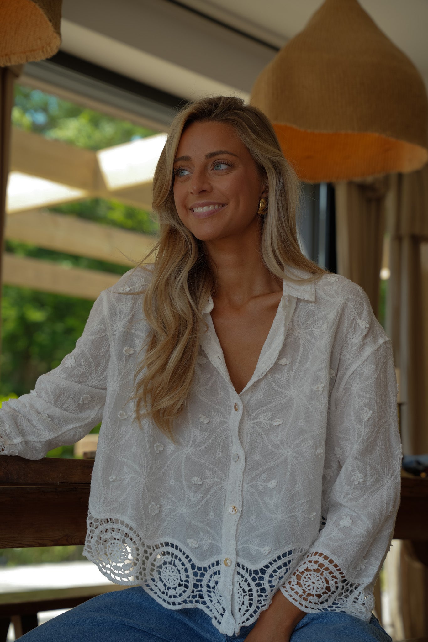 Shelby blanche - Blouse brodée