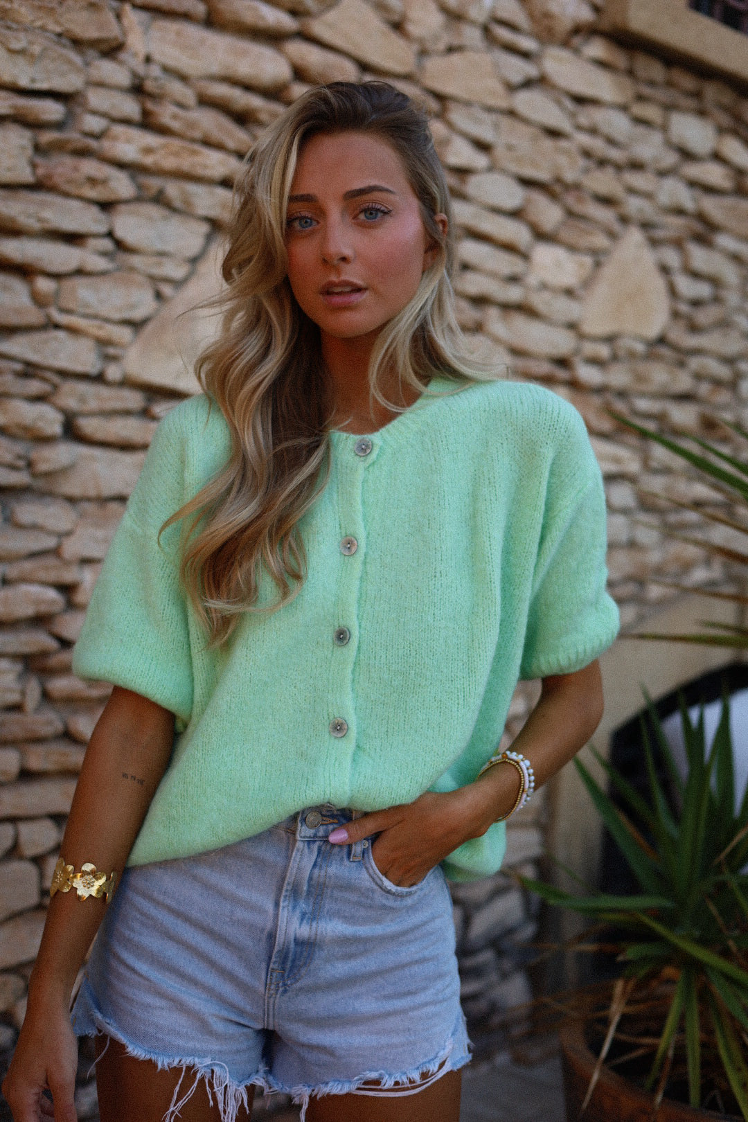 Elsa vert d’eau - Gilet boutonné