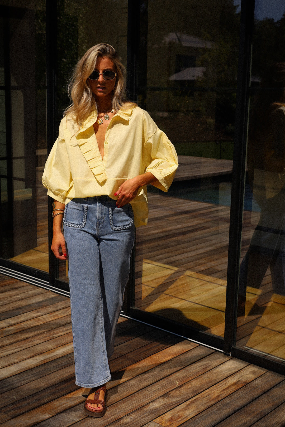 Julieth jaune - Blouse volantée