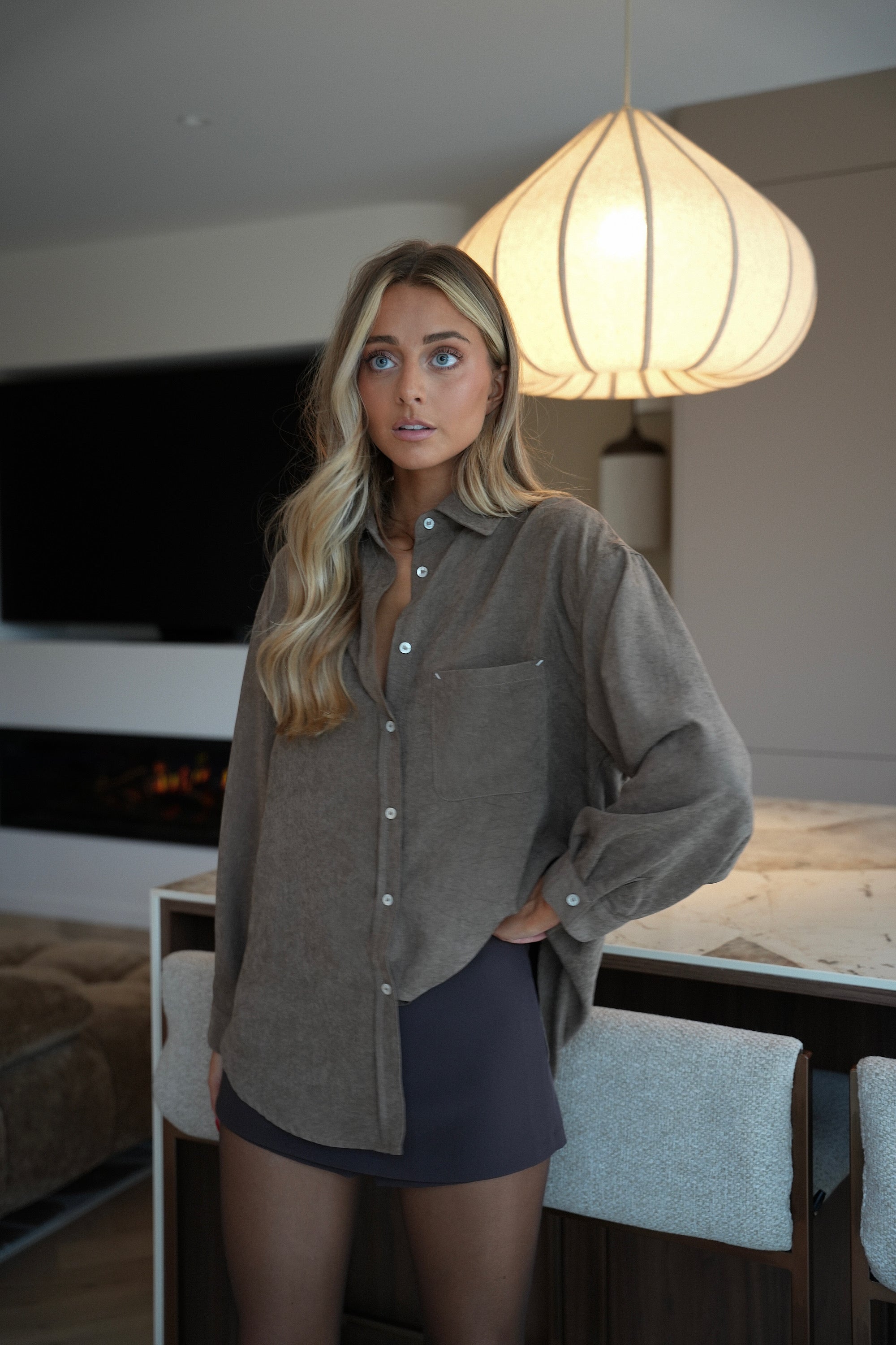 Shella taupe - Chemise ample