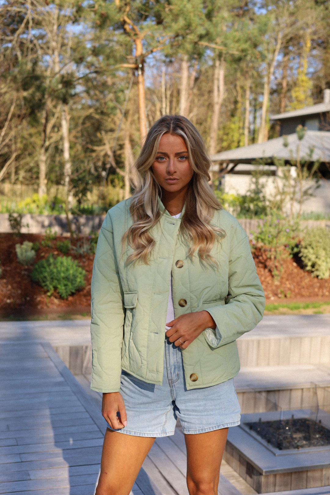 Charline vert d’eau - Veste matelassée