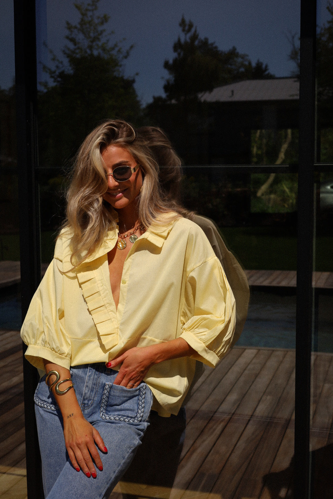 Julieth jaune - Blouse volantée