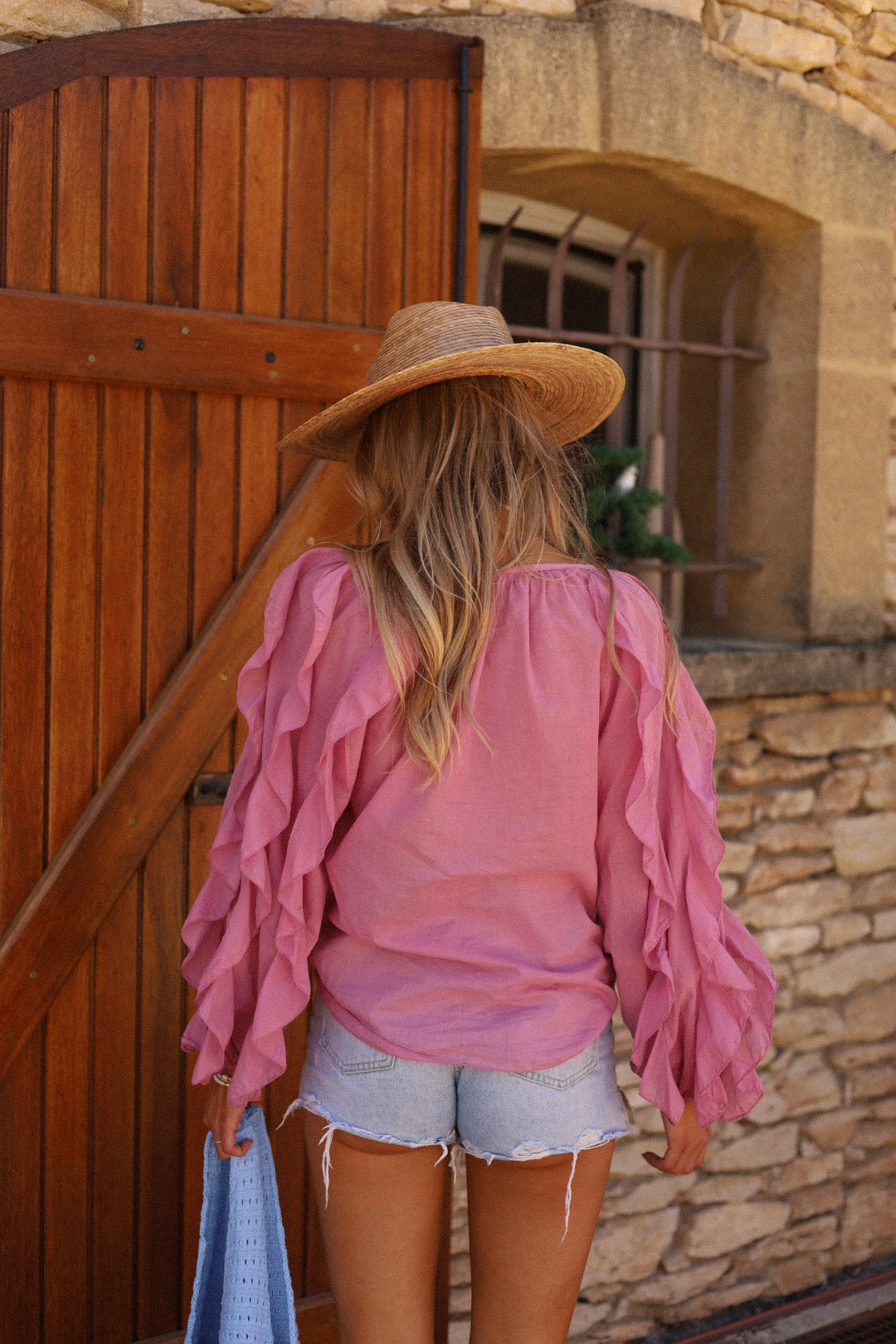 Talys rose - Blouse volantée