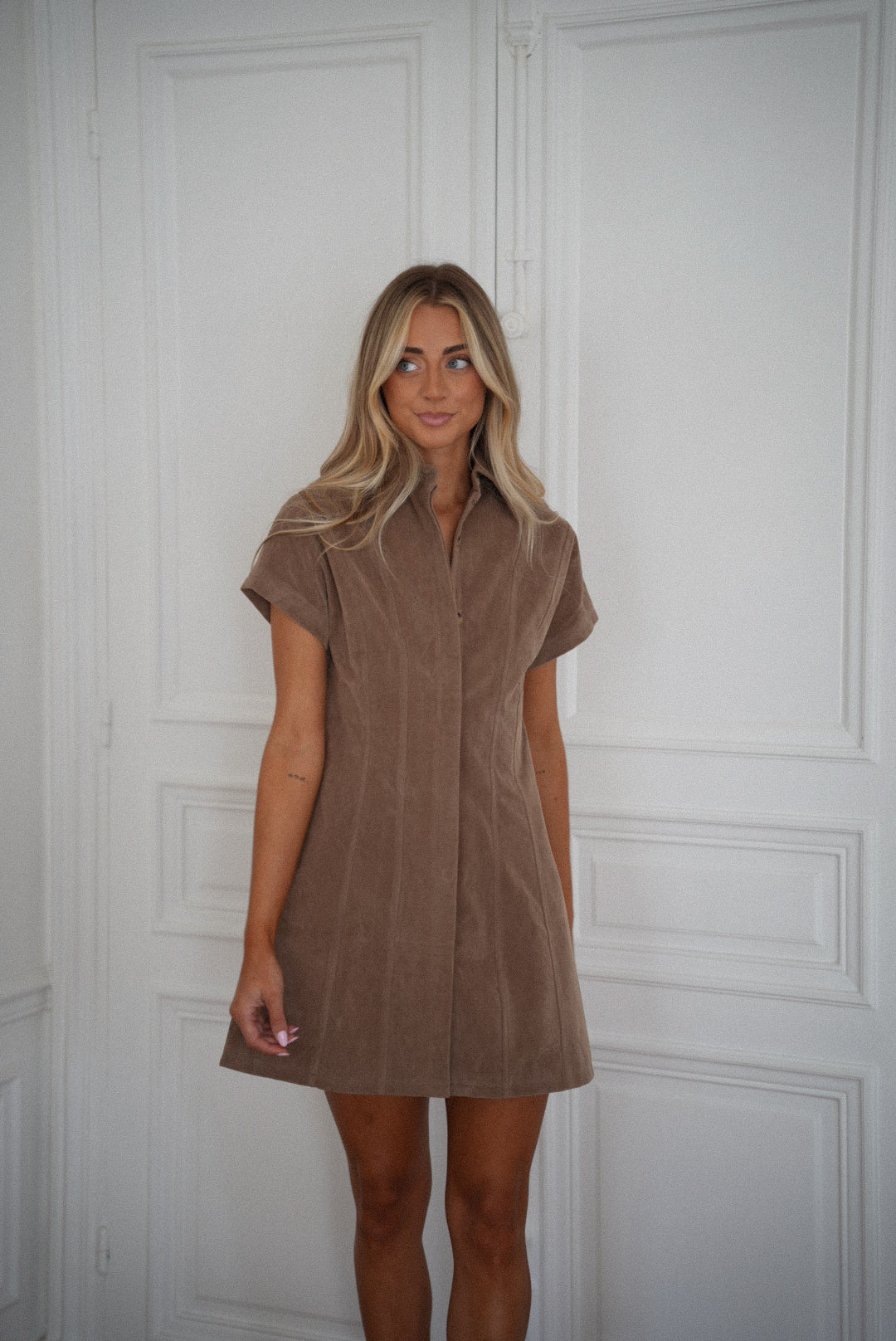 Sabrina taupe - Robe suédée