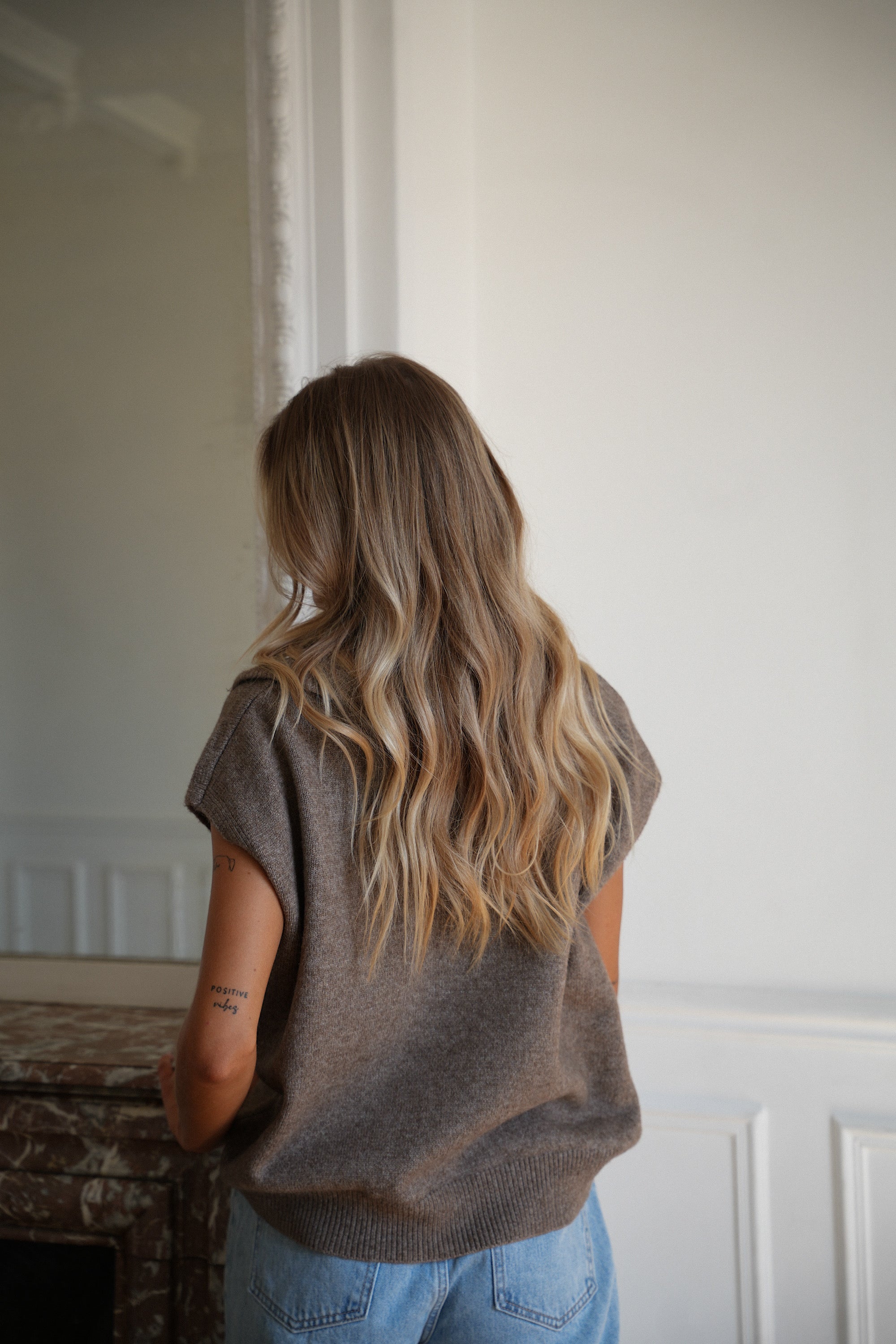 Chann taupe - Pull sans manches