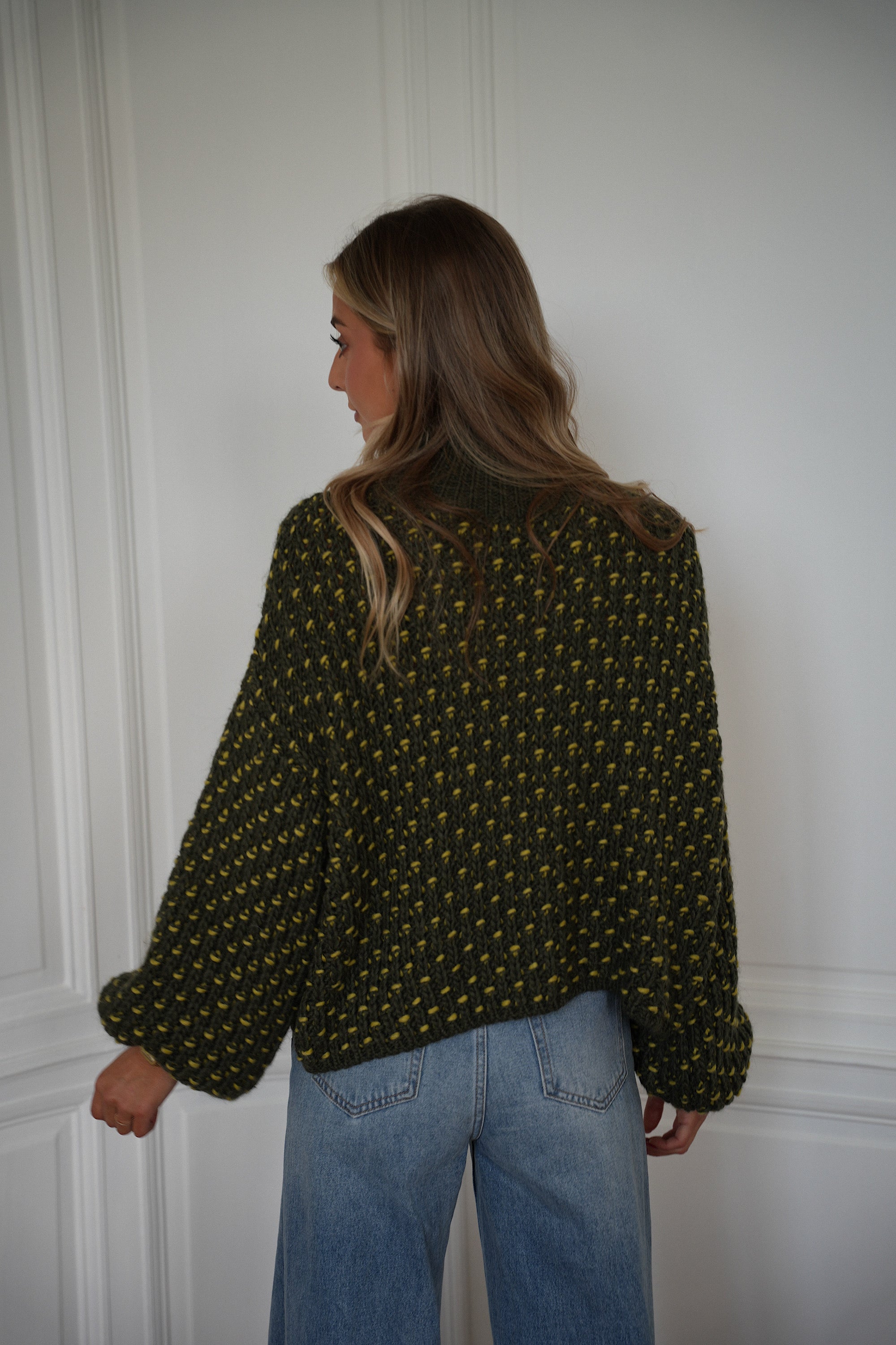 Miky vert - Pull col montant