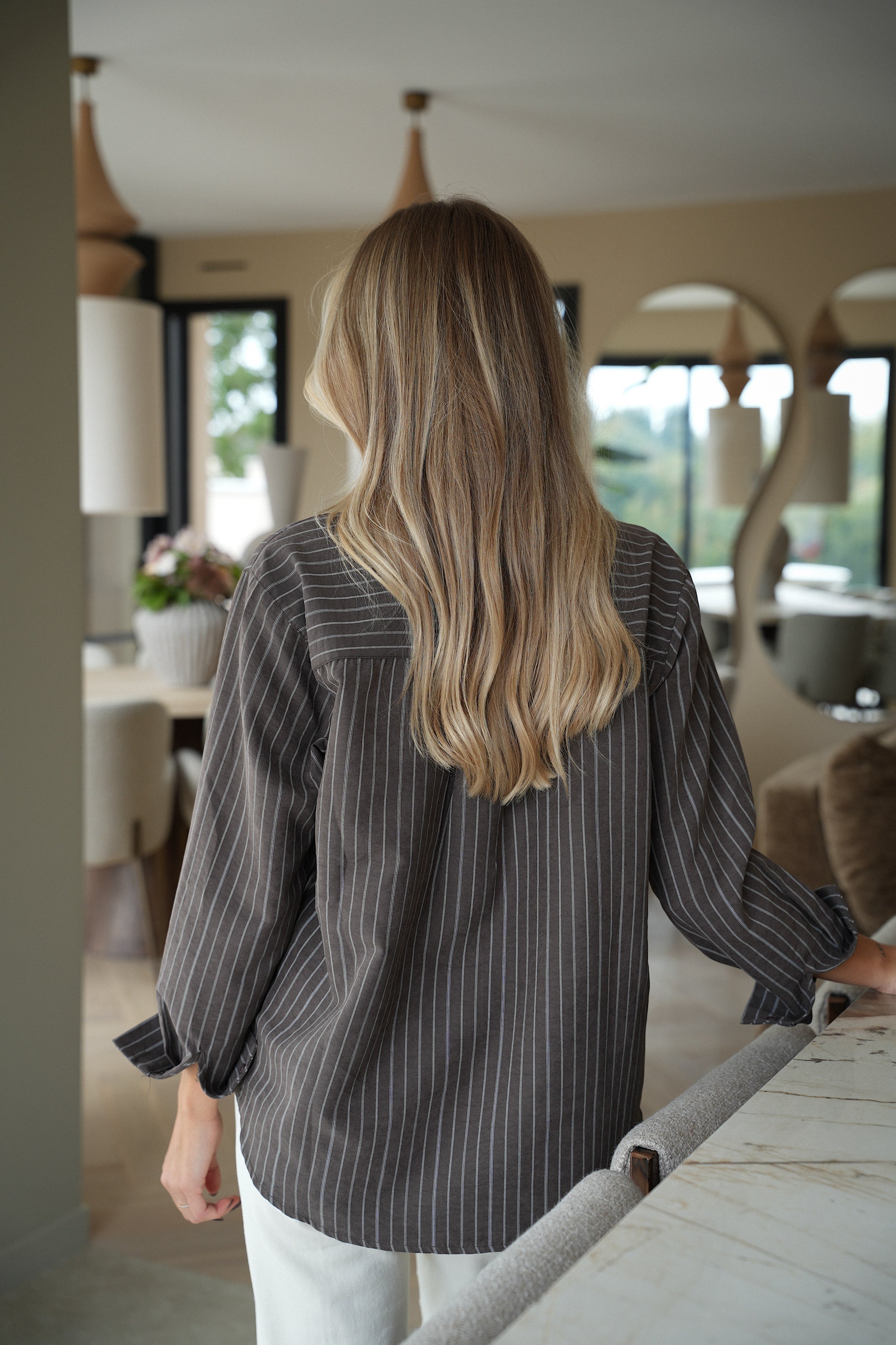 Polly taupe - Chemise rayée
