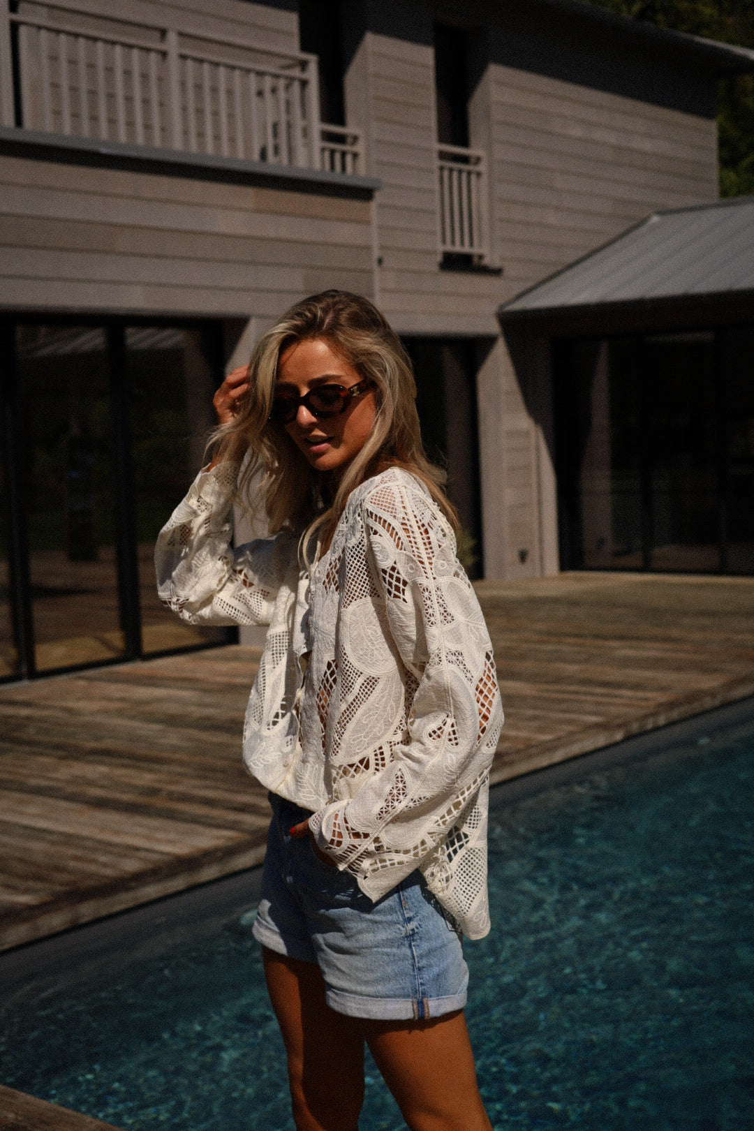 Venizio crème - Blouse brodée