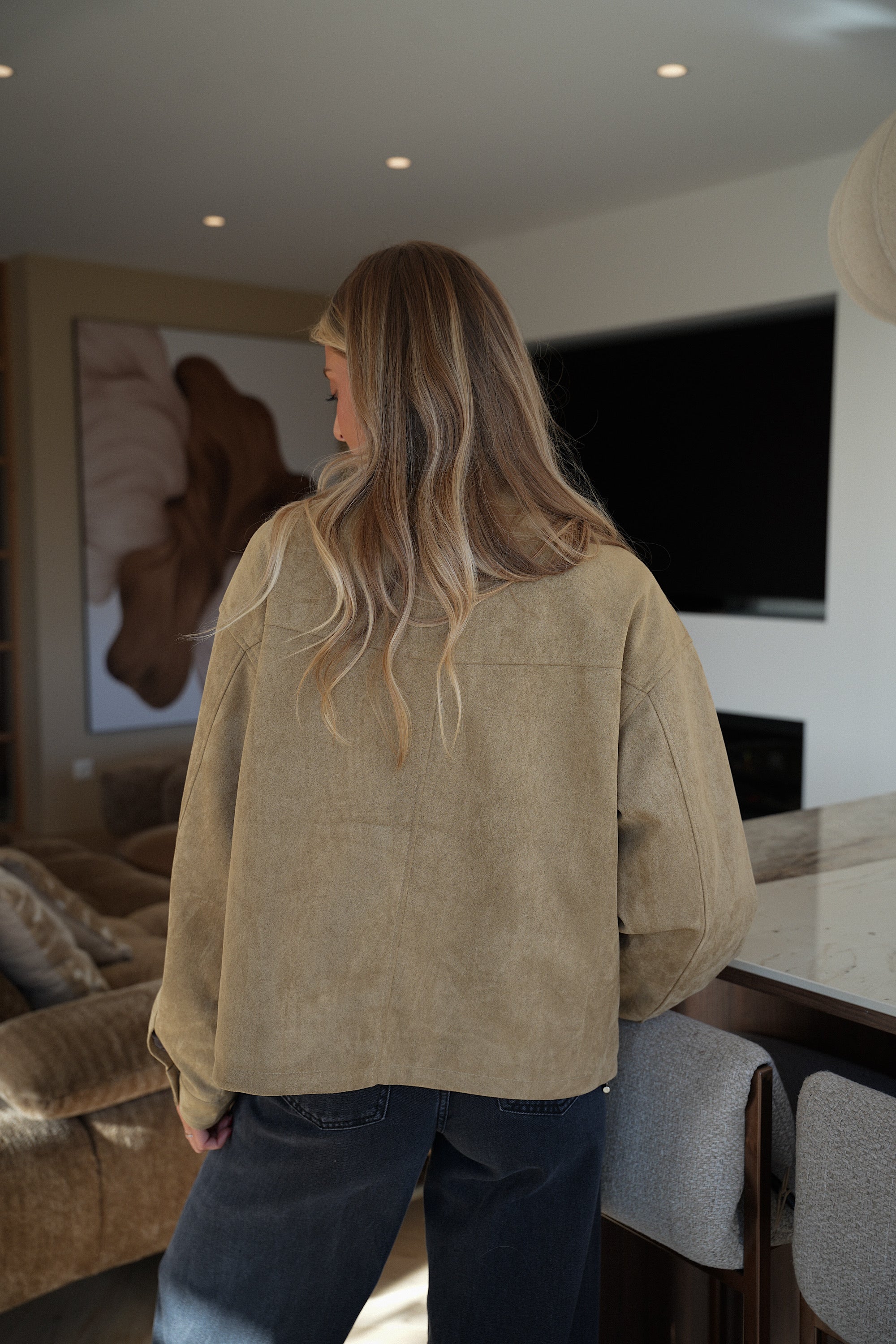 Rebeca beige - Veste suédée