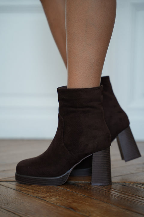 Léonie chocolat - Bottines à talons