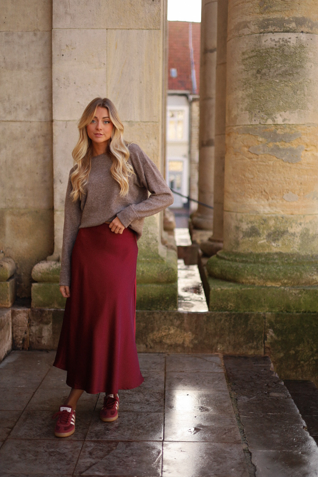 Beryl bordeaux - Jupe satinée